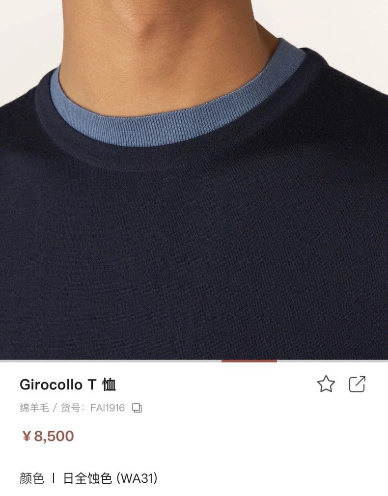 Loro Piana LORO PIANA Blue 100% fine spun cotton wool fabric round ne Size US M / EU 48-50 / 2 - 6 Thumbnail