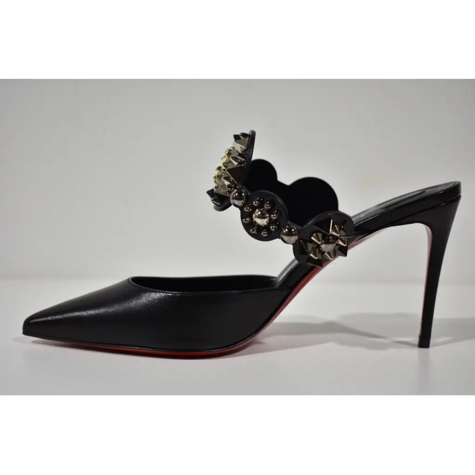 Christian Louboutin Miss Goldora 85 Black Backless Sandal Mule Heel Pump 38 Size US 8 / IT 38 - 8 Thumbnail