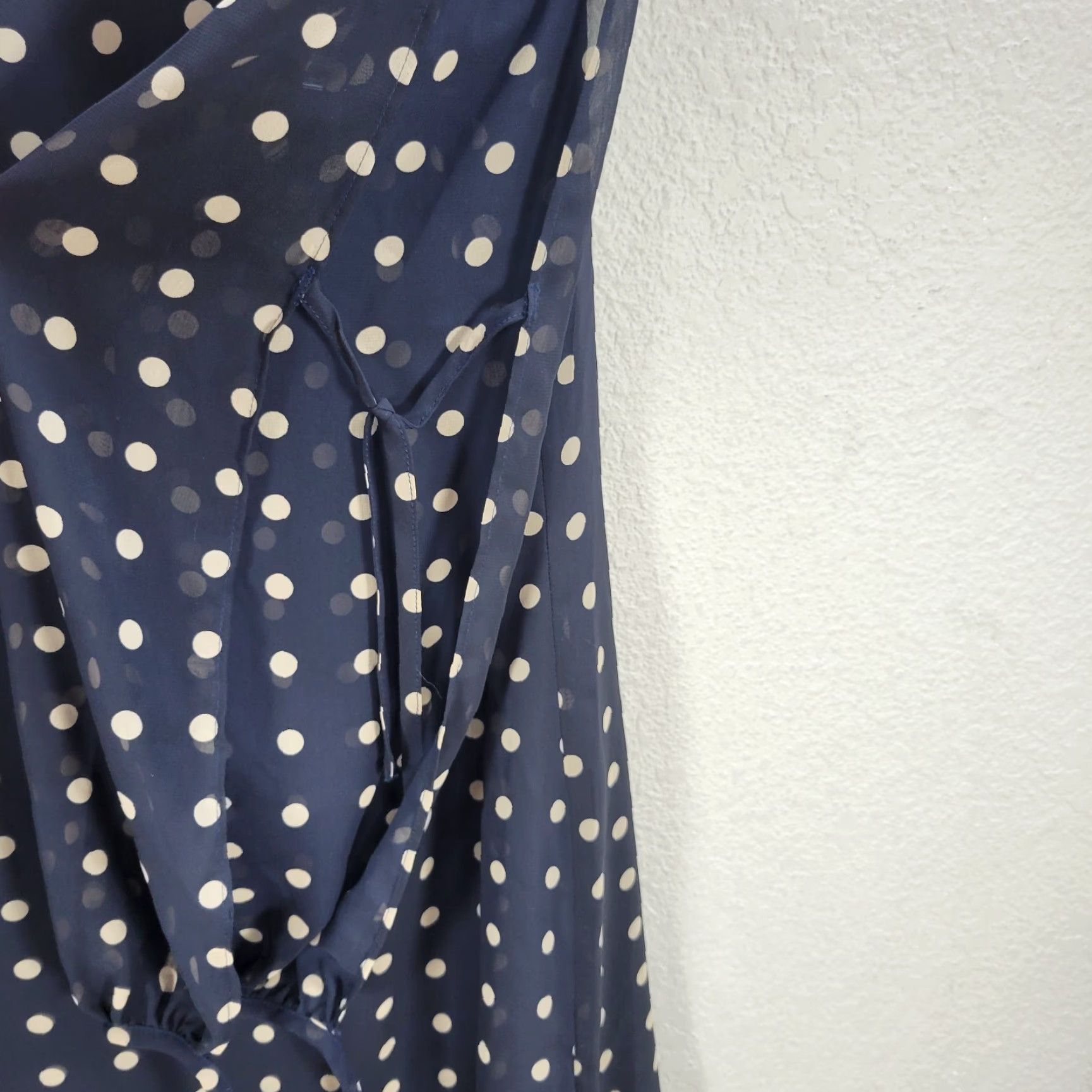Chaps Chaps Blue Polka Dot Shift Dress Sheer Long Sleeve With Slit Formal Casual Sz 12 Size XL / US 12-14 / IT 48-50 - 6 Thumbnail