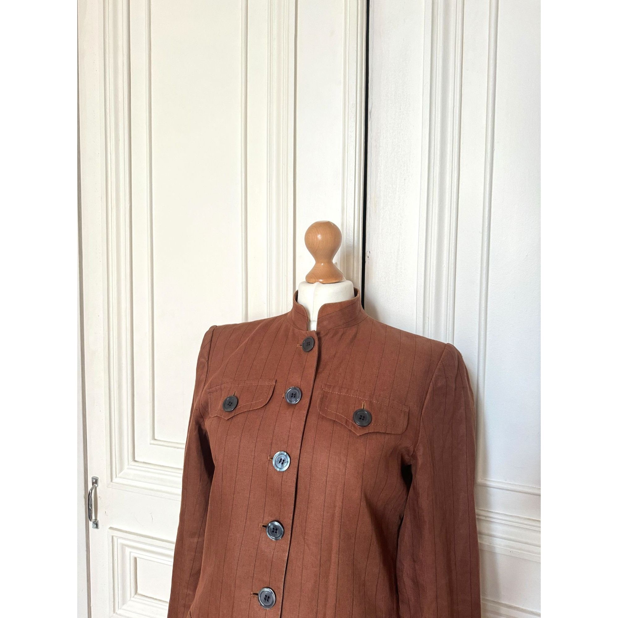 Yves Saint Laurent Brown Linen Safari Jacket Size S / US 4 / IT 40 - 2 Thumbnail