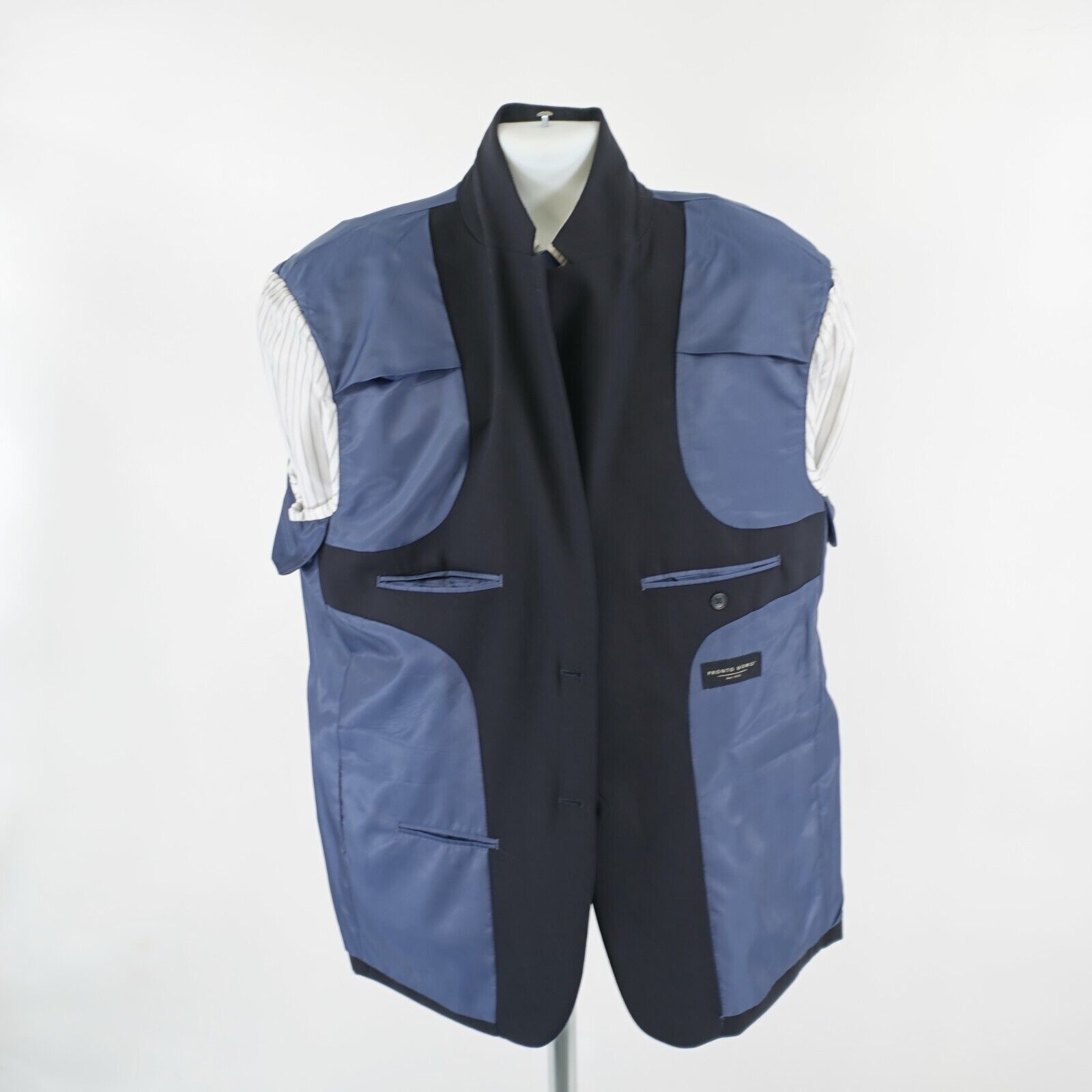 Pronto Uomo Pronto Uomo Blue Wool Basketweave 2 Button Suit Jacket 46R O Size 46R - 10 Thumbnail