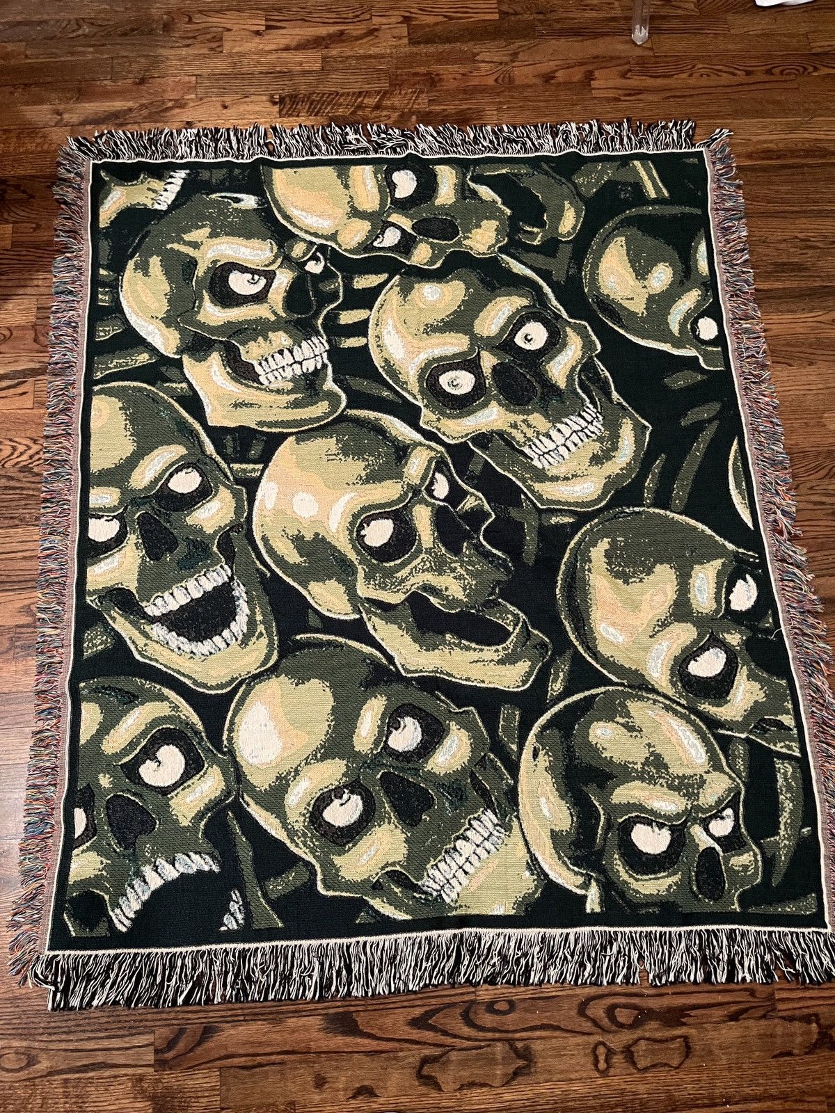 image of Vintage Green Skulls Blanket, Men's