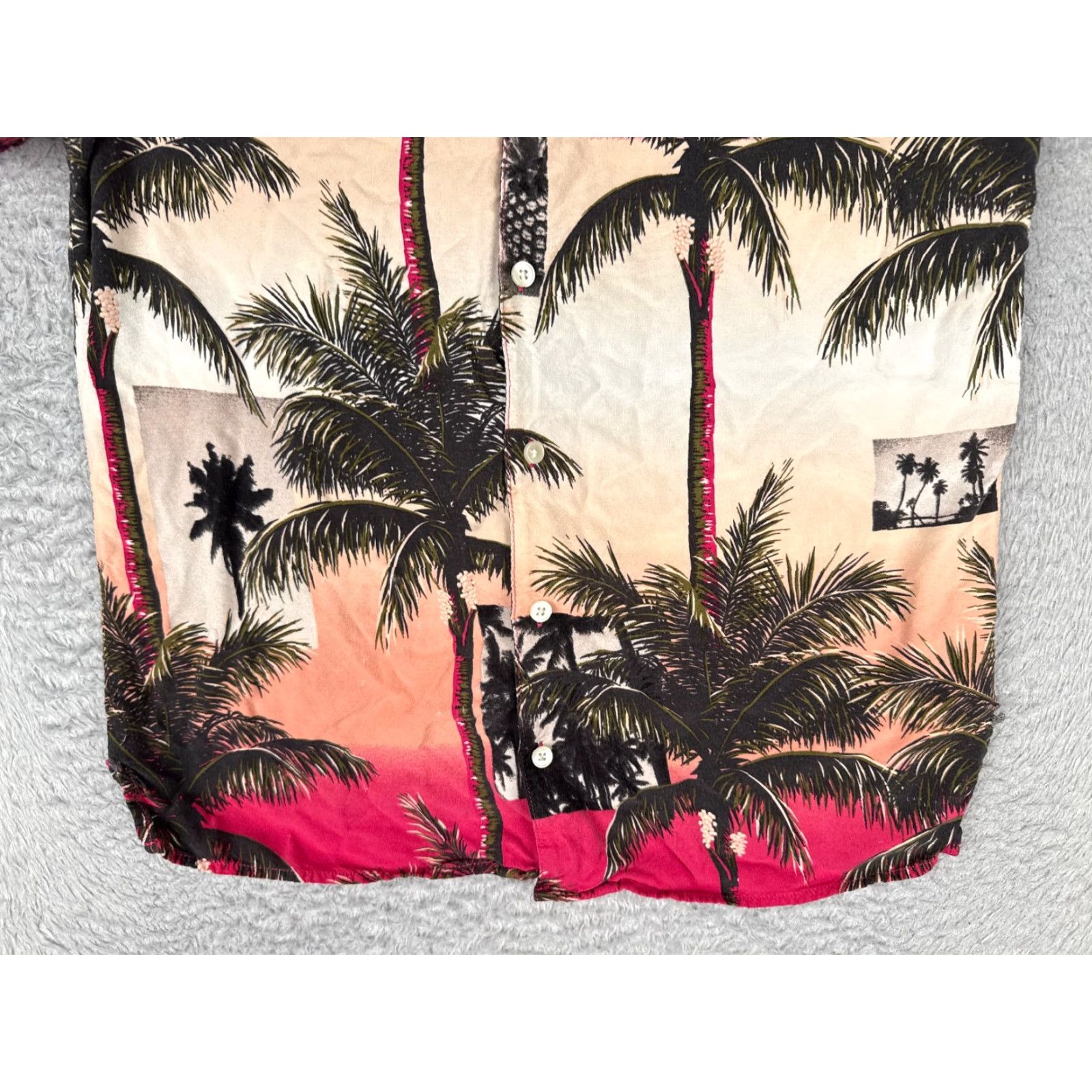 Vintage Original Use Shirt Men Medium Pink Floral Coconut Palm Tree Hawaiian 100% Rayon Size US M / EU 48-50 / 2 - 5 Thumbnail