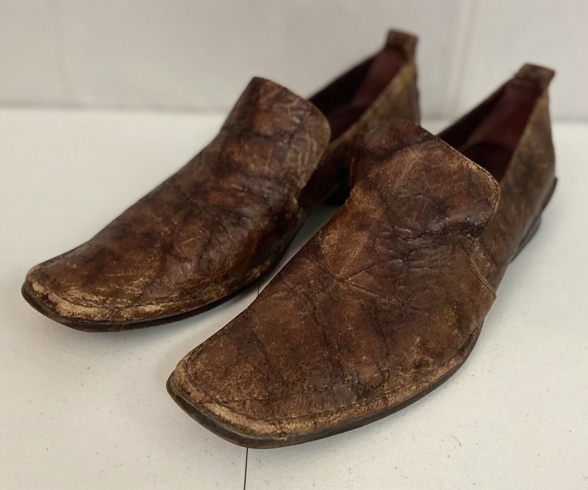 Vintage Y2K Mark Nason 🇮🇹 Distressed Leather Slash Loafers 10