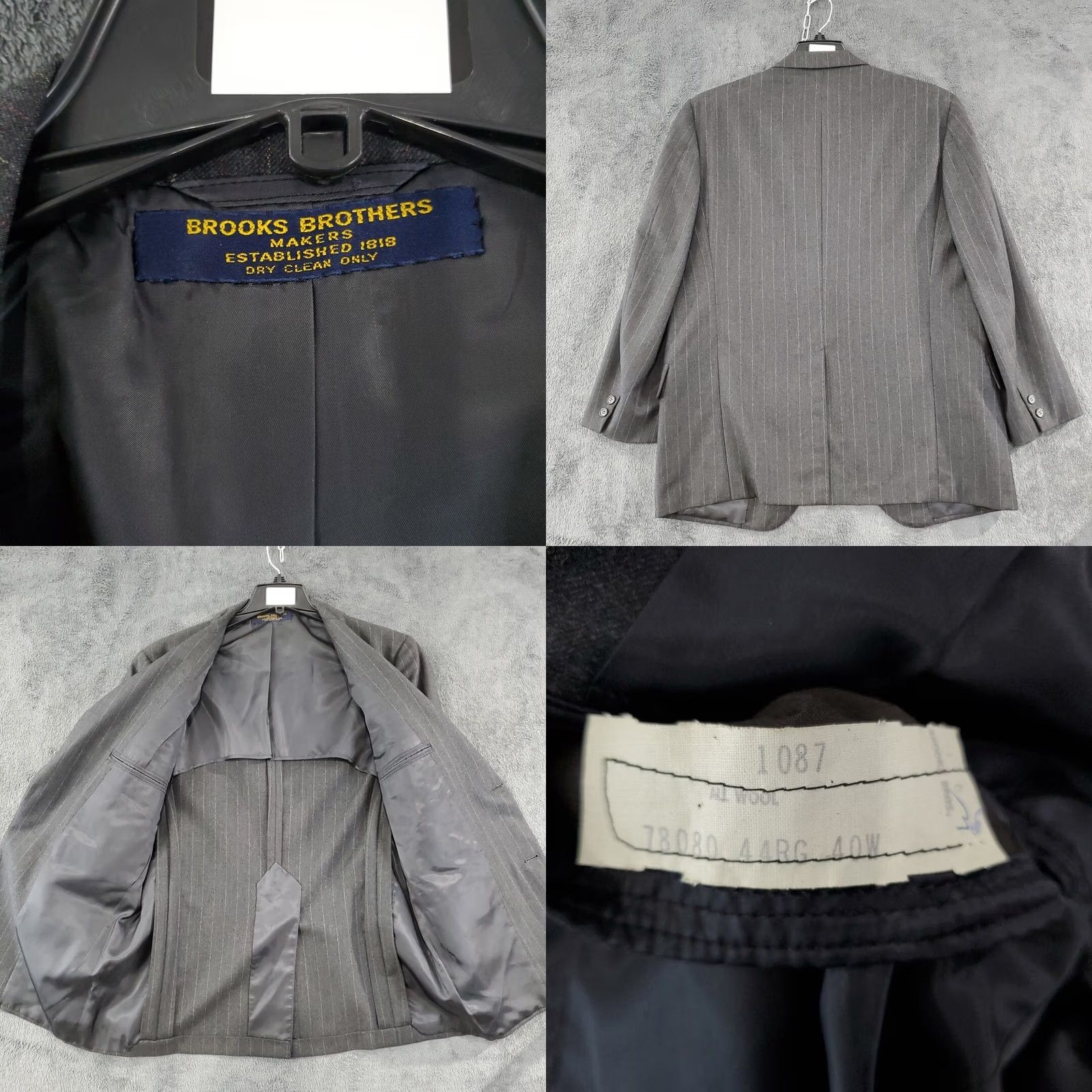 Brooks Brothers Brooks Brothers Suit Jacket Charcoal Gray Striped Wool 44R Regular Two-Button Single-Breasted Men’s 100% Wool 44R Brown? Size 44R - 8 Thumbnail