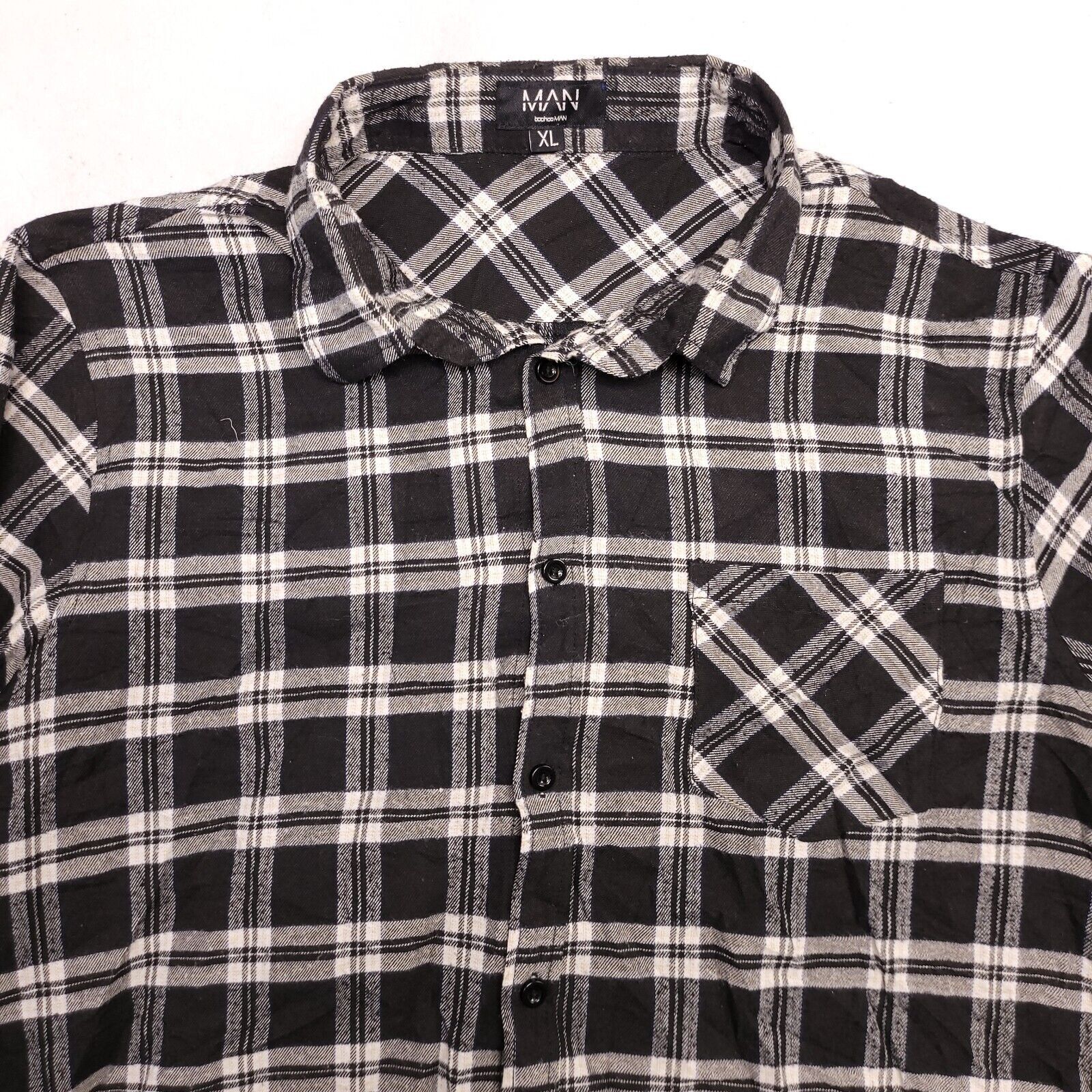 Boohoo Boohoo Man Tartan Flannel Shirt Mens Size XL Black White Size US XL / EU 56 / 4 - 1 Thumbnail