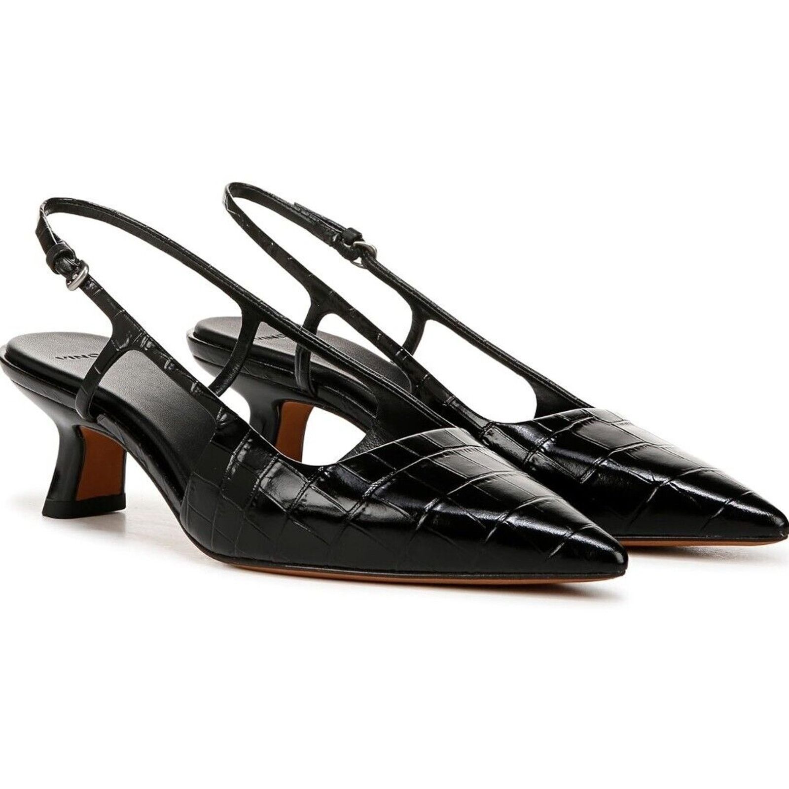 Vince Vince Womens Bianca Black CR, Black Crock Print Leather Size US 6.5 / IT 36.5 - 7 Thumbnail