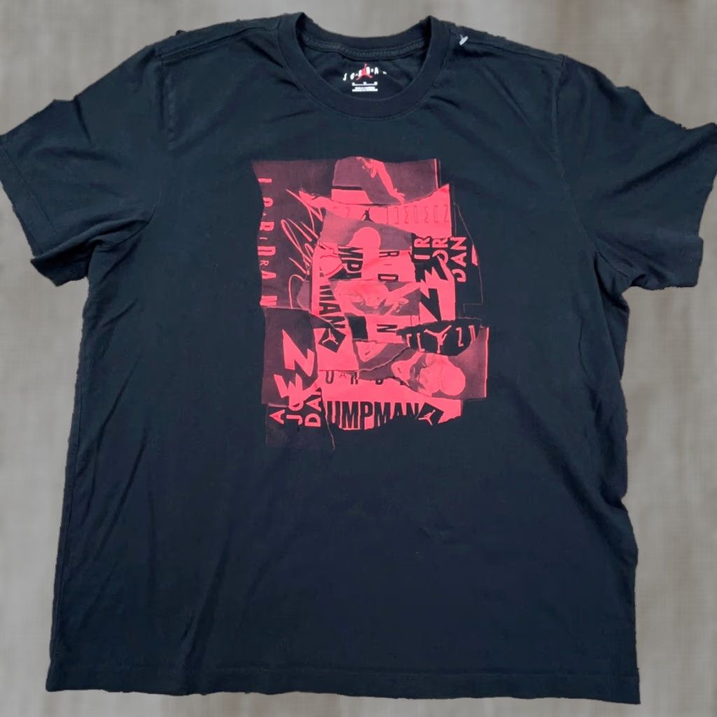 Jordan Brand VINTAGE Jordan Shirt Men XL Black Red Tee Air Jump Man Spell Out Street Wear Adult Size US XL / EU 56 / 4 - 1 Thumbnail