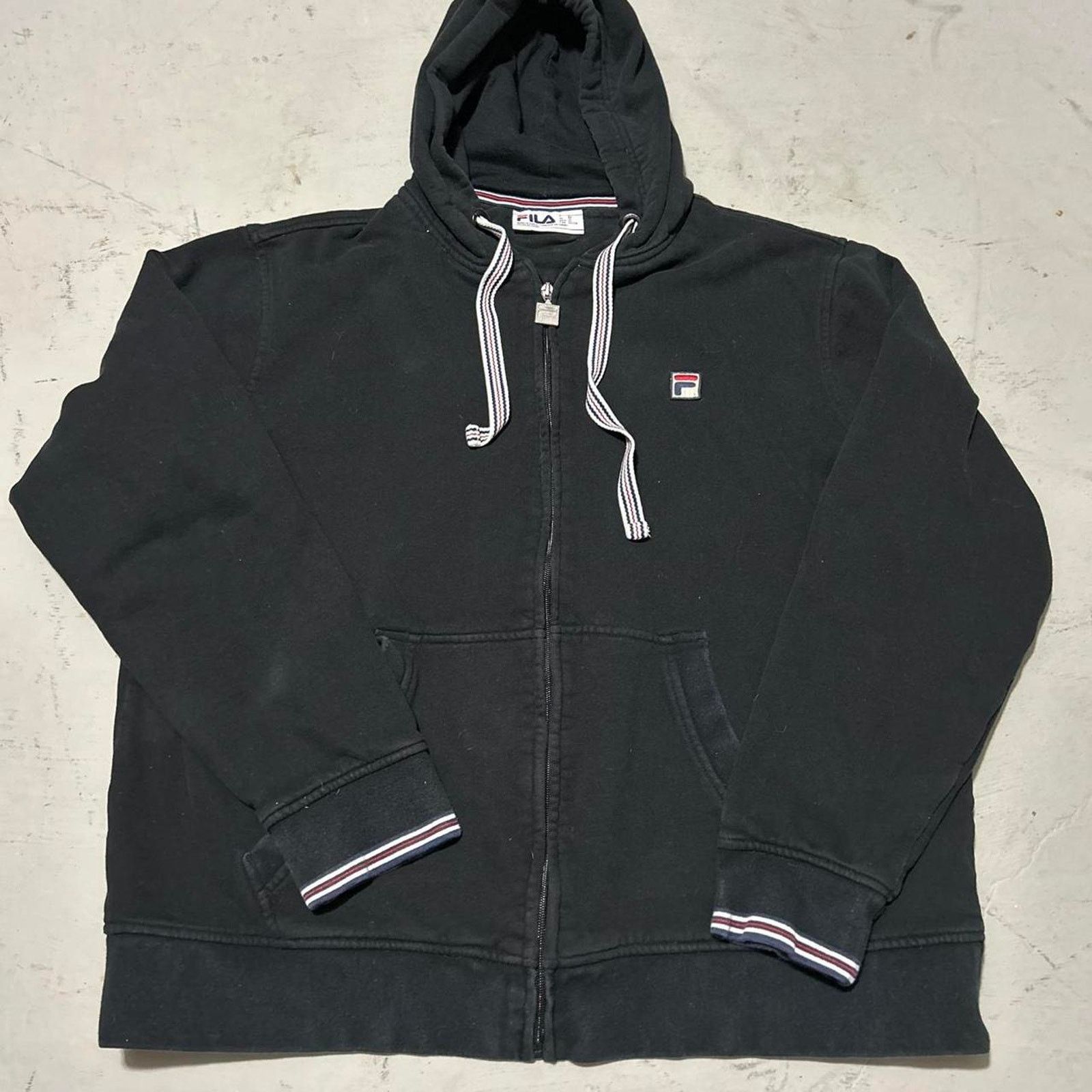 Fila Vintage Black Fila Full Zip Fleece Hoodie with Red and White Size US XL / EU 56 / 4 - 1 Thumbnail