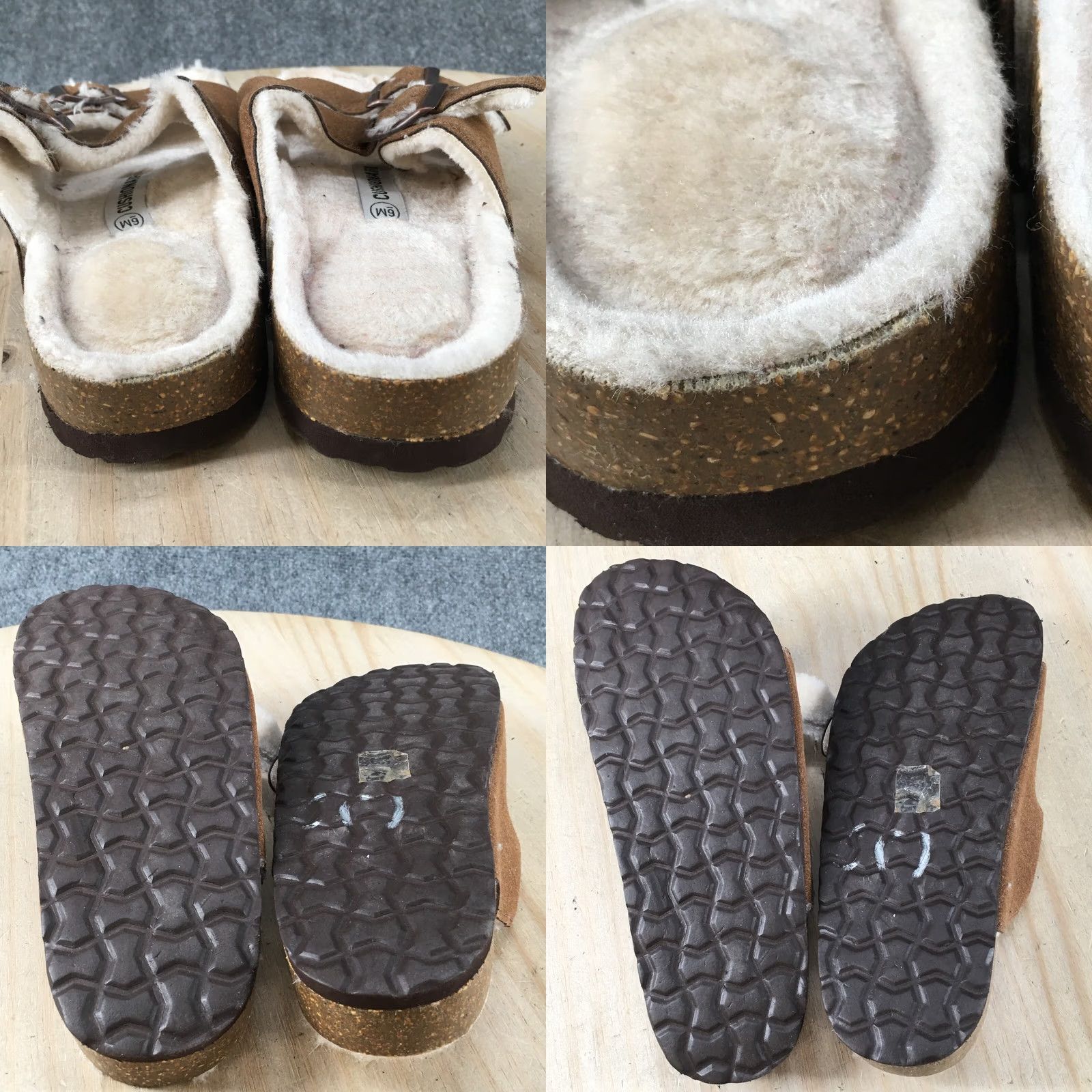 Vintage CUSHIONAIRE Slide Womens Brown Sandals Shearling Dual Buckle Strap Leather Size US 6 / IT 36 - 8 Thumbnail