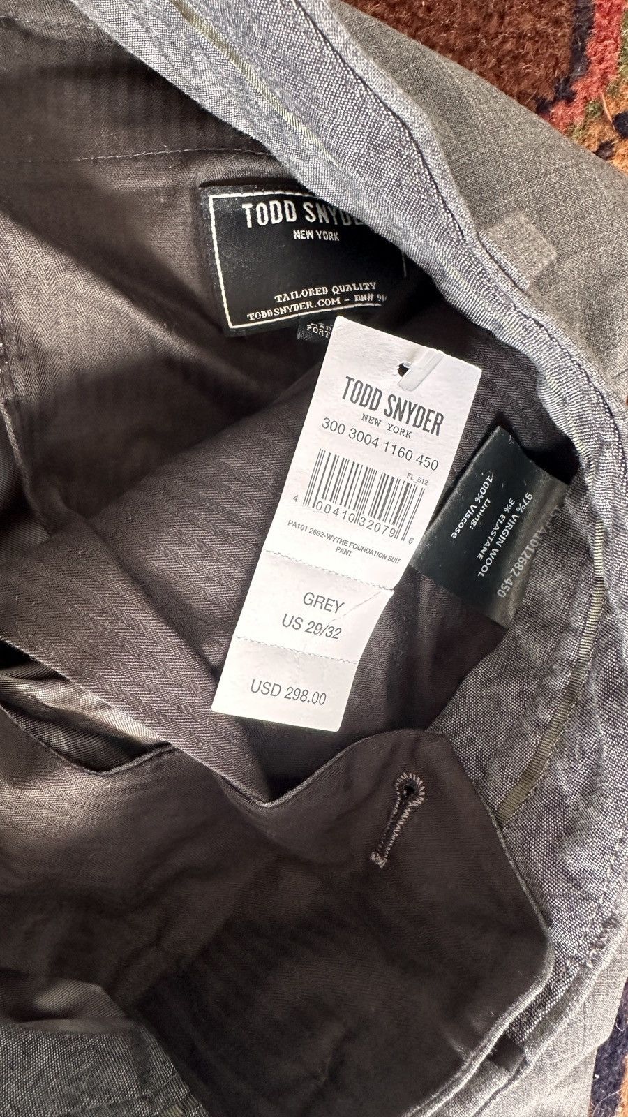 Todd Snyder Todd Snyder Italian Wool Wythe Suit Trouser Size US 29 - 4 Thumbnail