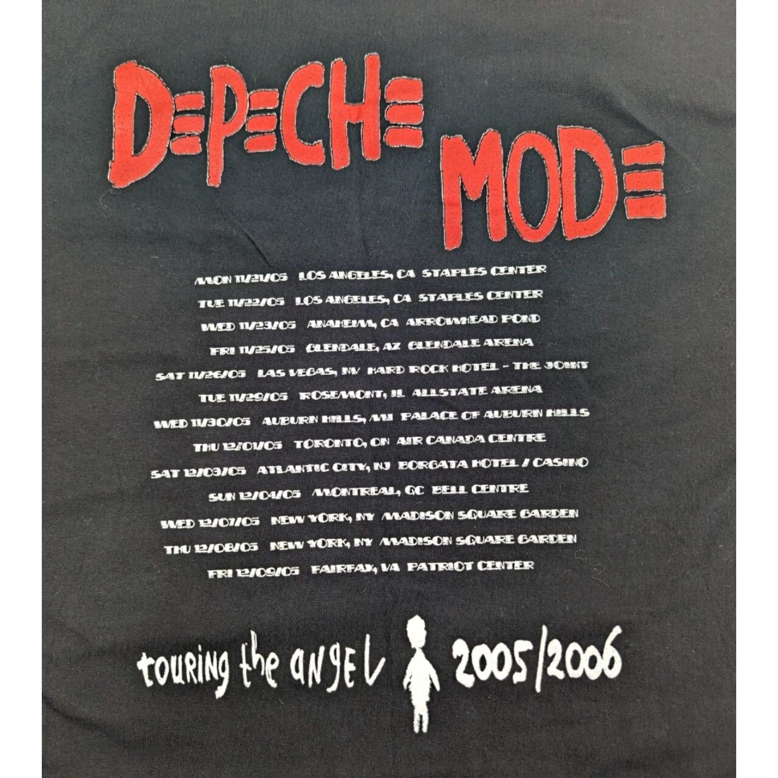 Vintage Depeche Mode Tee Y2K Touring The Angel 2005/2006 World Tour XL Black Cotton Blend T-Shirt Men Short Sleeve Band Size ONE SIZE - 4 Thumbnail