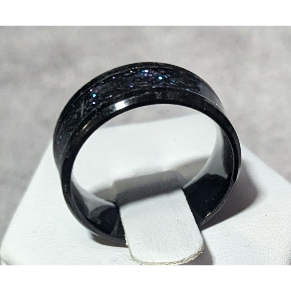 Other Gothic Black Stainless Steel Blue And Purple Glitter Inlay R Size ONE SIZE - 11 Thumbnail