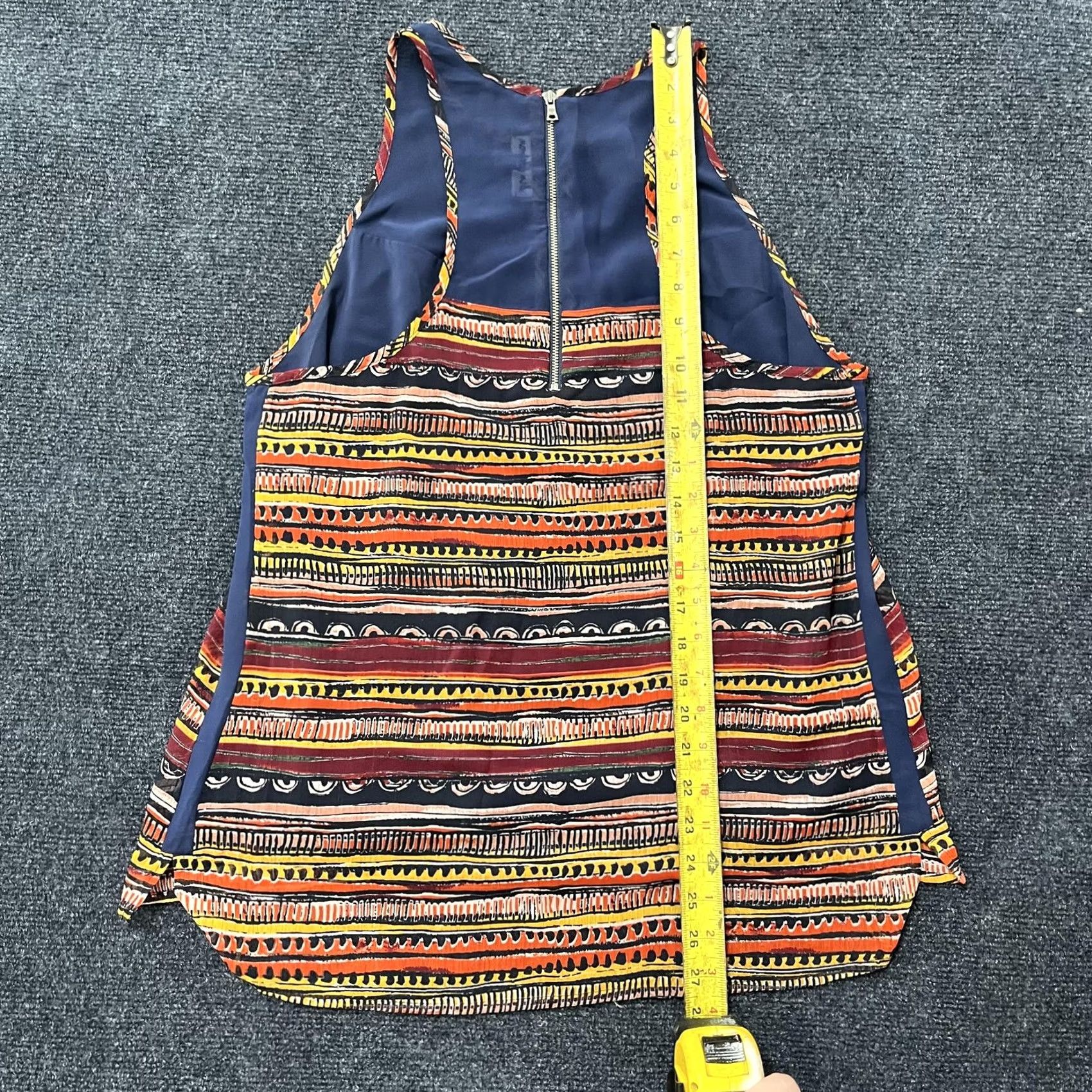 Sam Edelman Sam Edelman Tank Top Womens Large Multicolor Stripe Sleeveless Zipper Back Boho Crew Neck Shirt Size L / US 10 / IT 46 - 4 Thumbnail