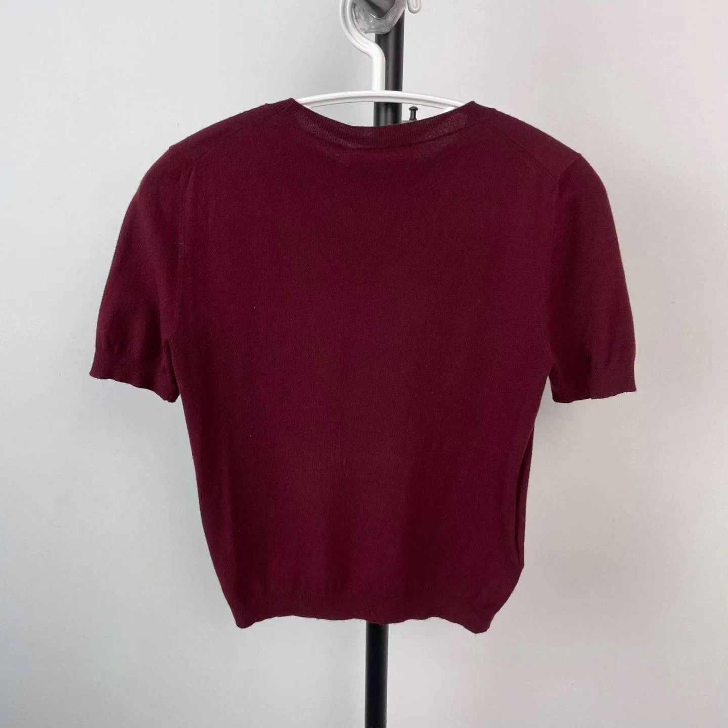 Miu Miu MIU MIU Wine Red Logo Knit Embroidered Short Sleeve 38 Size XS / US 0-2 / IT 36-38 - 3 Thumbnail