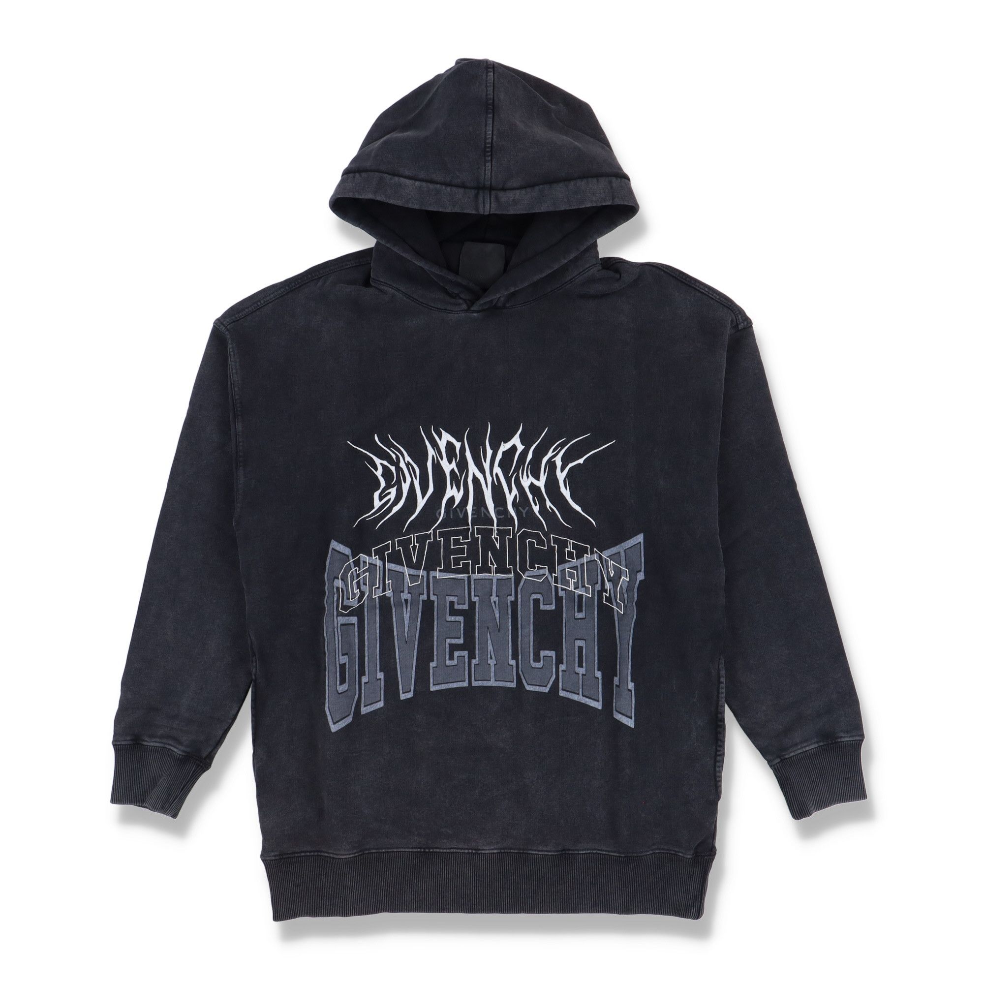 Givenchy Washed Black Embroidered Multi Logo Oversized Hoodie Size S / US 4 / IT 40 - 1 Thumbnail