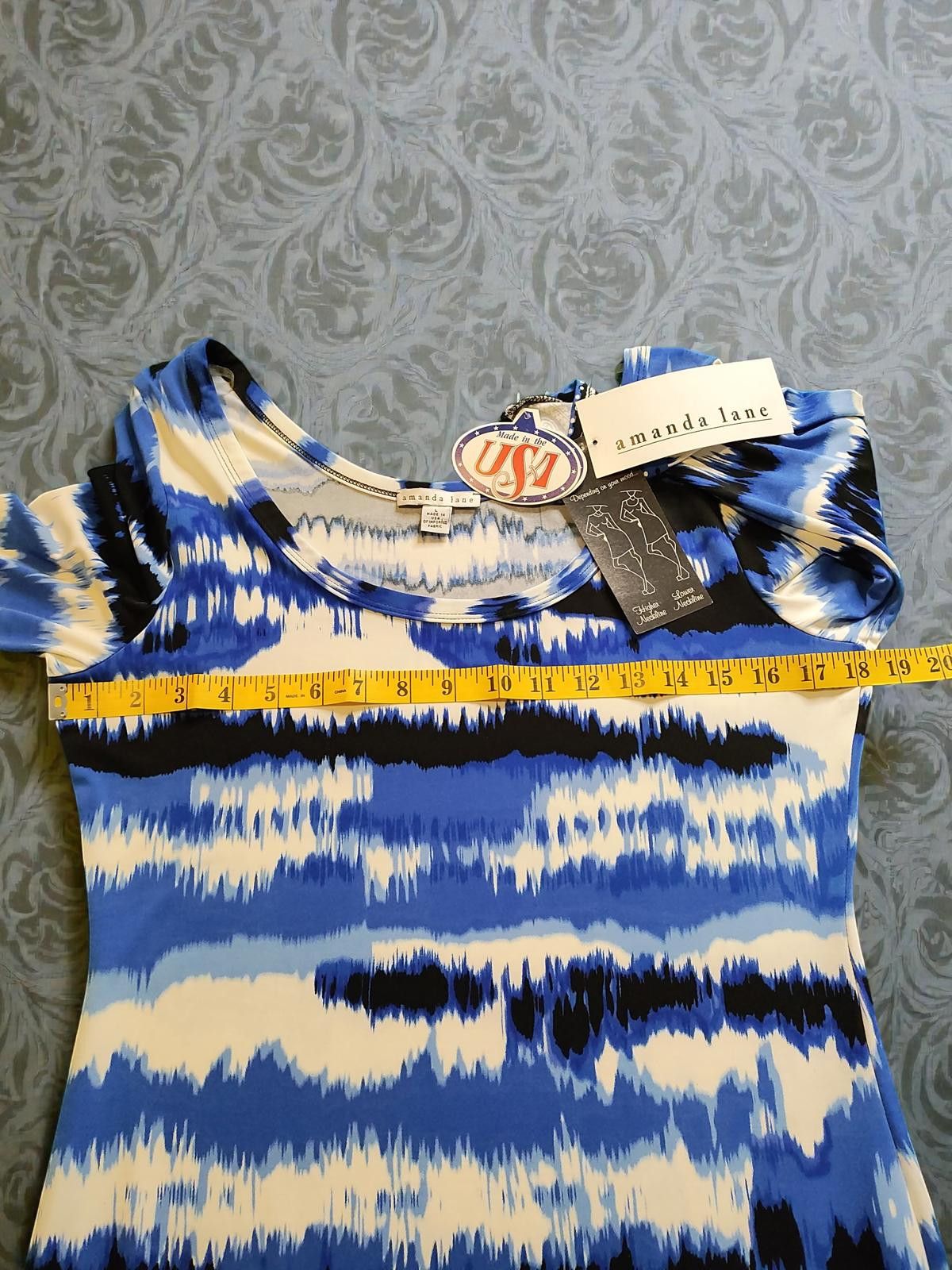 Other Amanda Lane Royal Blue and White Mood Dress with Paisley and Size L / US 10 / IT 46 - 5 Thumbnail