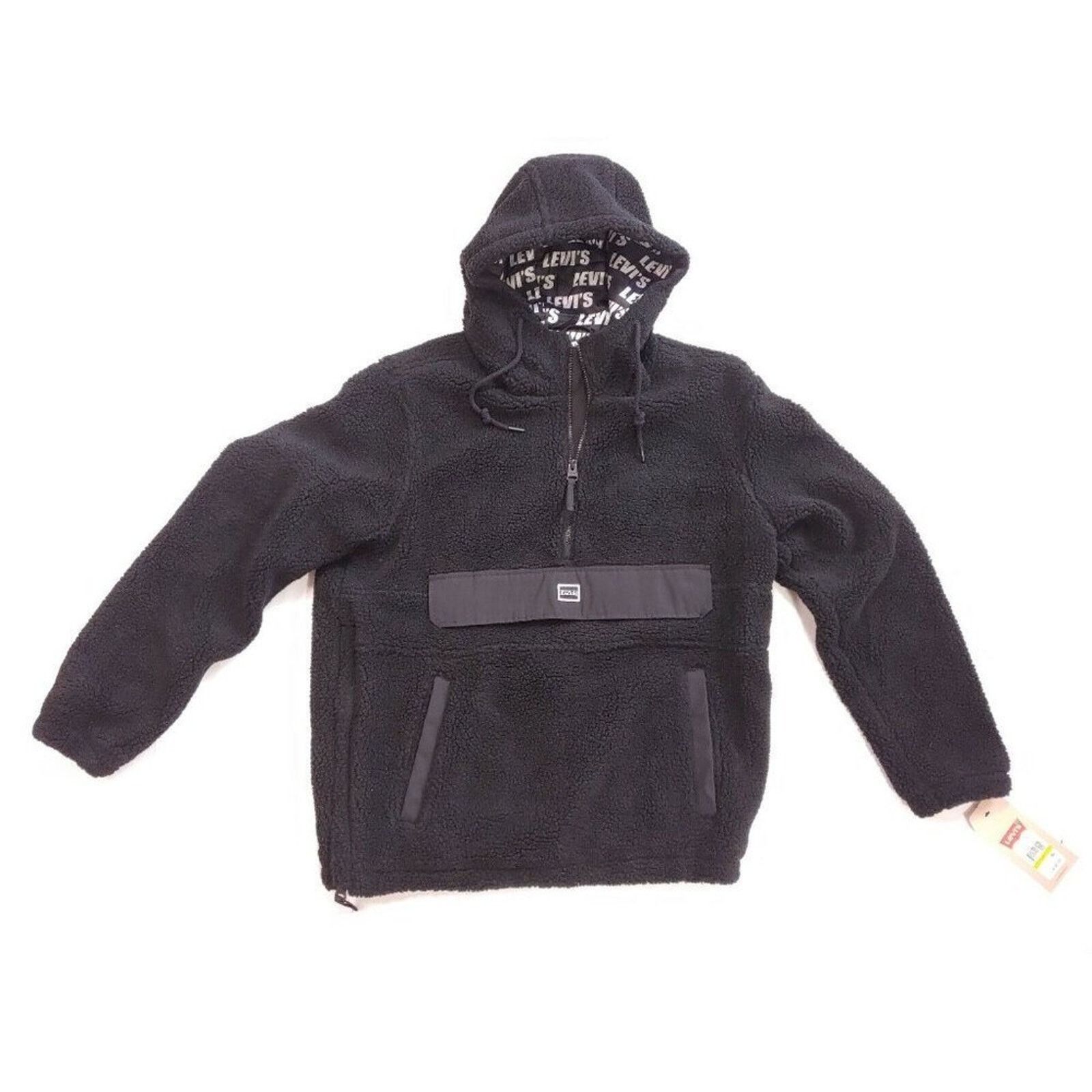 Levi's Levi's Faux Shearling Hooded Partial Zip Black Sweater $180 Size US M / EU 48-50 / 2 - 2 Thumbnail