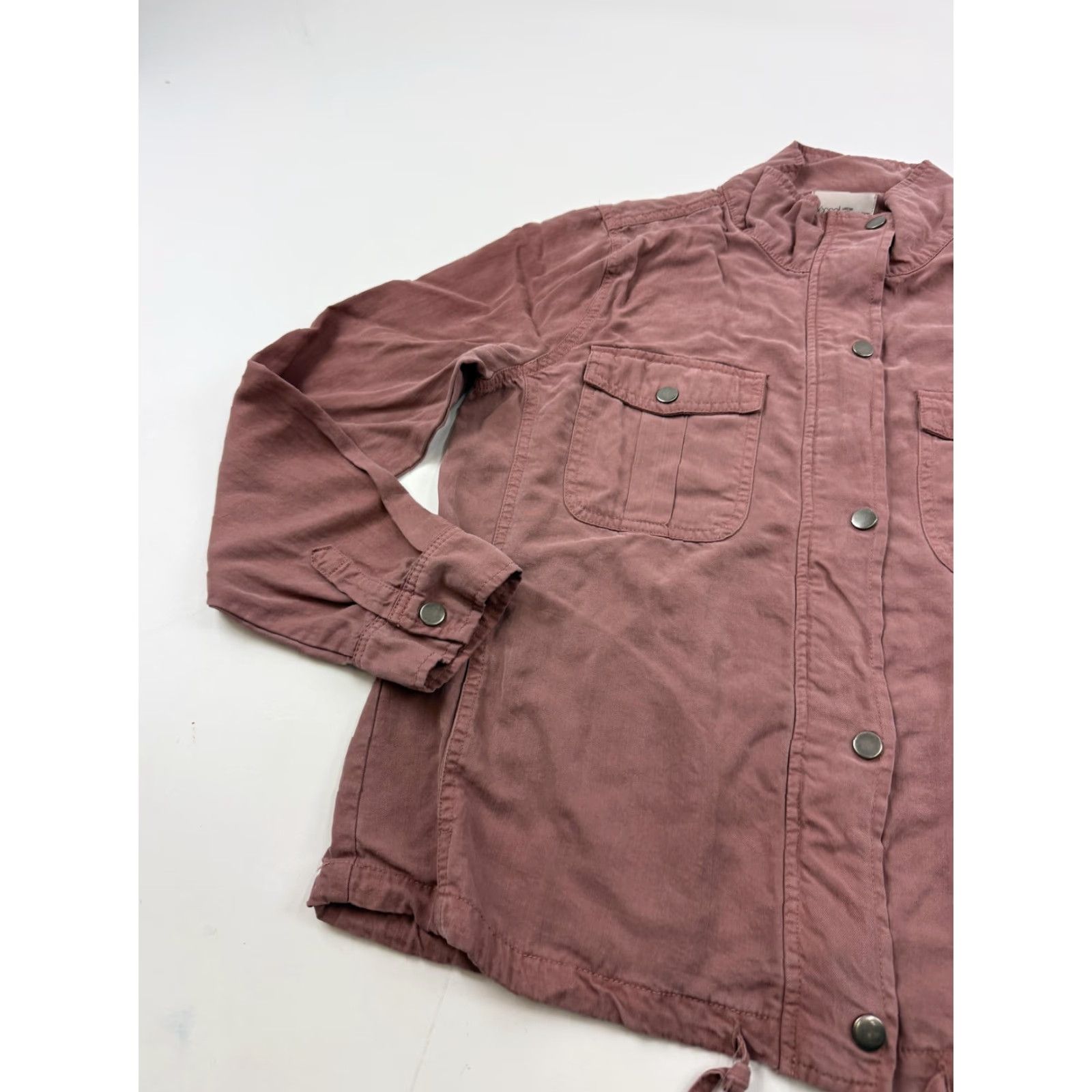 Vintage Bécool Jacket Womens Medium Pink Tencel Utility Military Snap Front Pockets Size M / US 6-8 / IT 42-44 - 3 Thumbnail