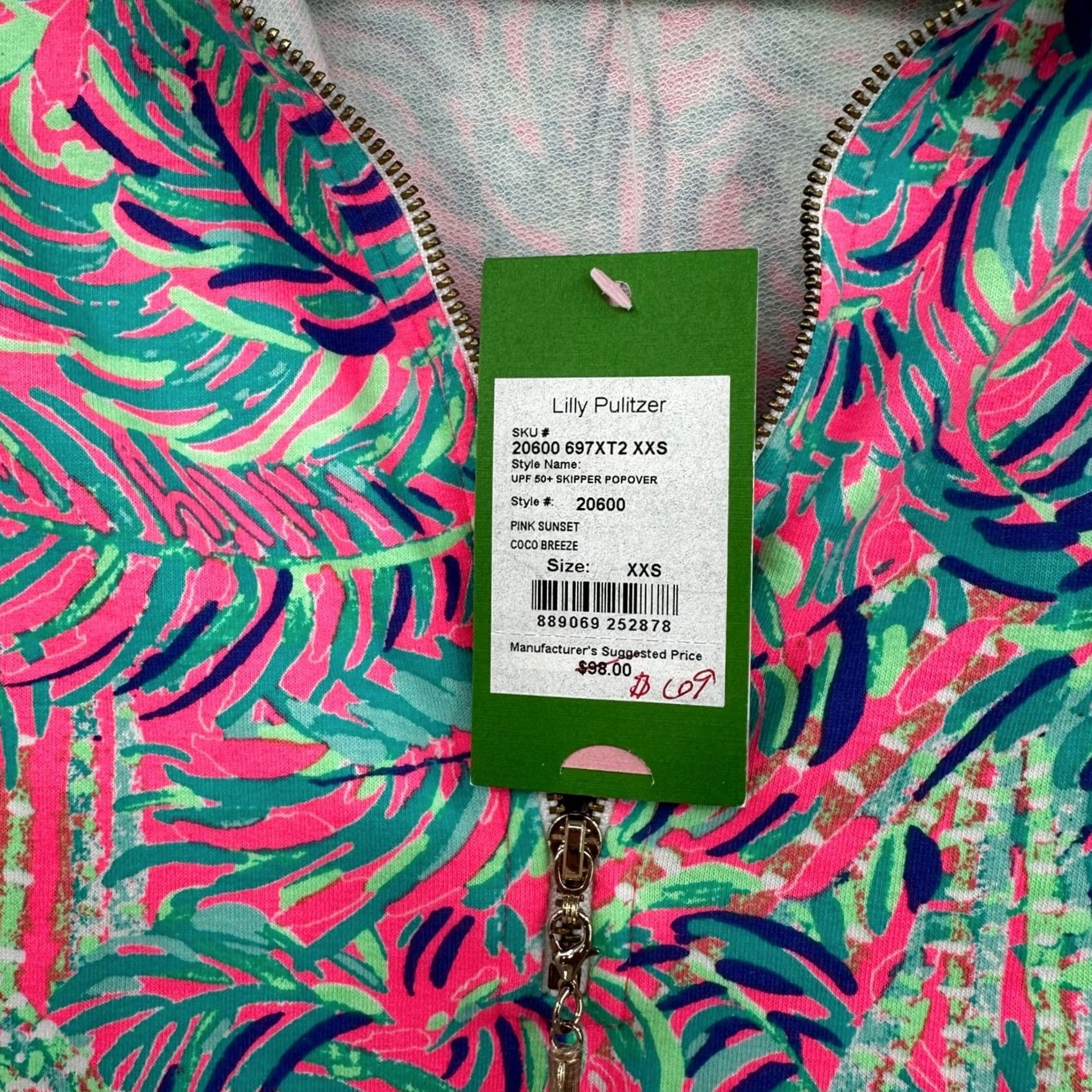 Lilly Pulitzer VINTAGE Lilly Pulitzer UPF 50 Skipper Pullover Top Pink Sunrise Lagoon Palm Leaf XXS Size XXS / US 00 / IT 34 - 5 Thumbnail