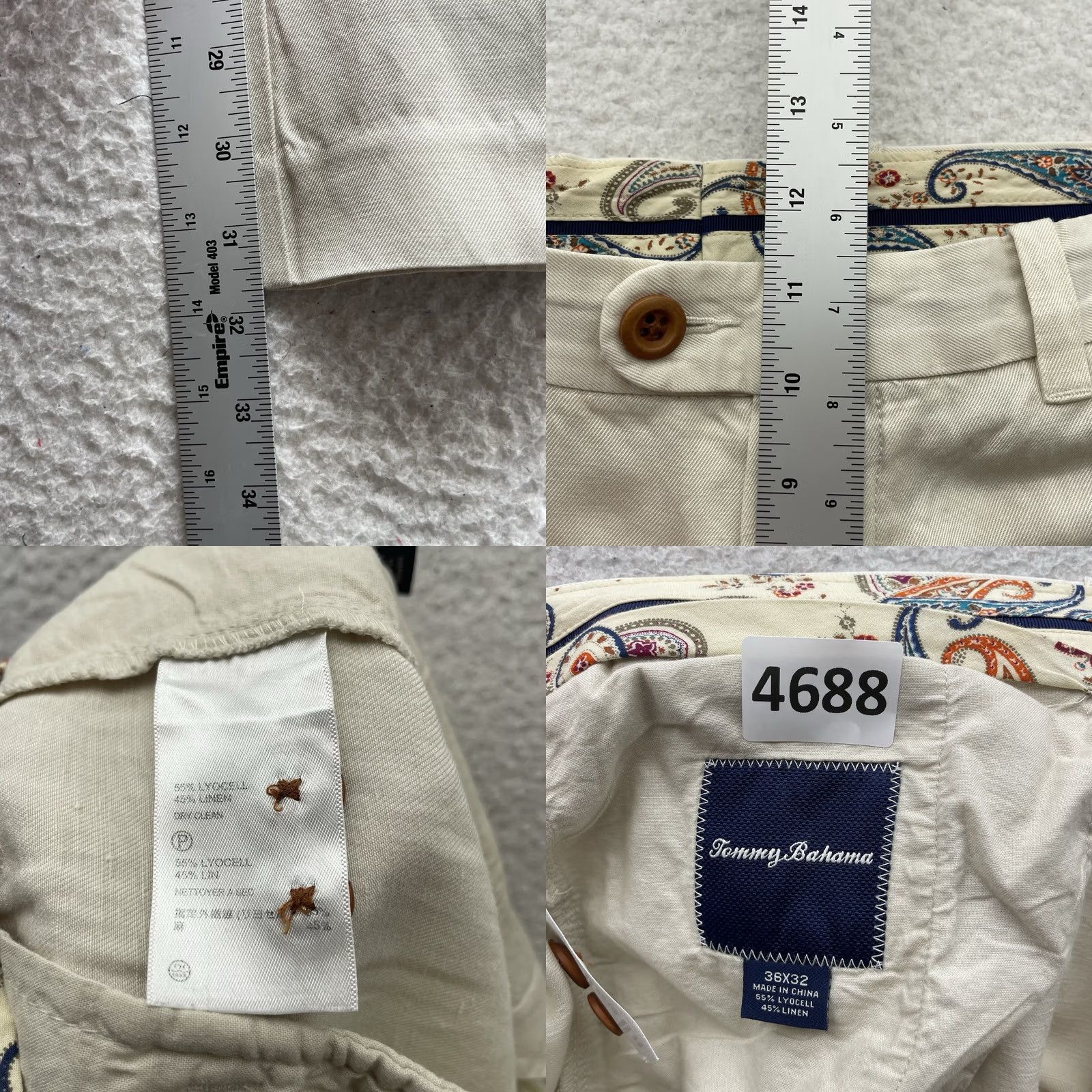 Tommy Bahama Tommy Bahama Pants Mens 38x32 Ivory White Linen Blend Relaxed Golf Resort Beach Shirt? Size US 38 / EU 54 - 8 Thumbnail