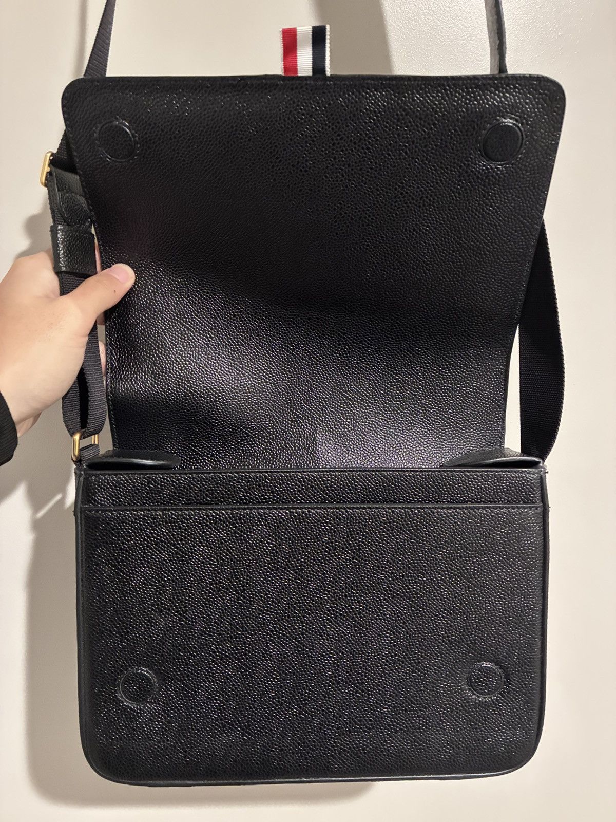 Thom Browne Pebble Grain Reporter Bag Size ONE SIZE - 3 Thumbnail