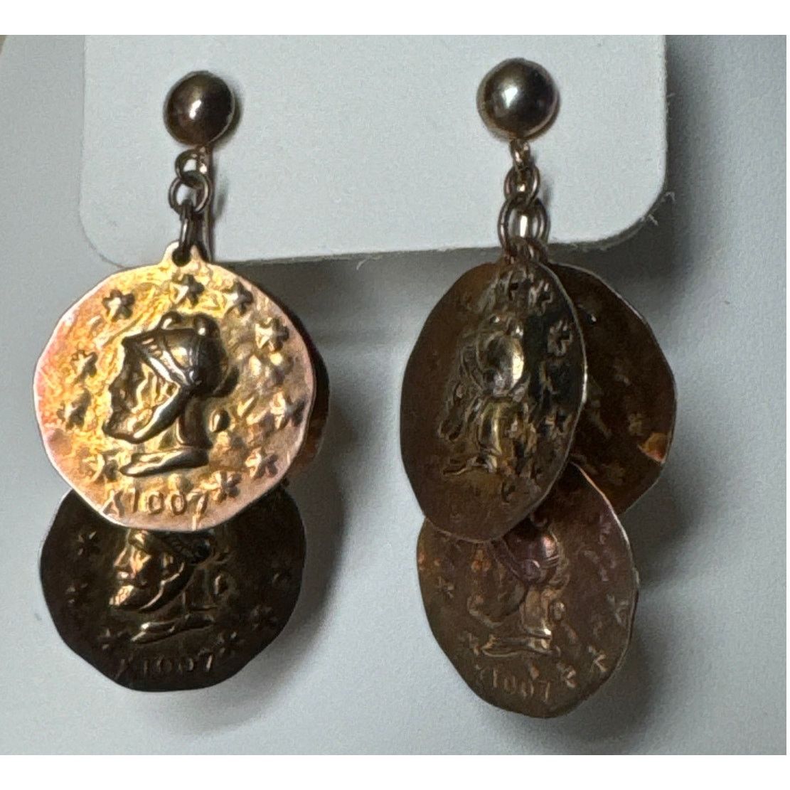 Vintage Vintage Dangling Coin X1007 Clip on Earrings Size ONE SIZE - 4 Thumbnail