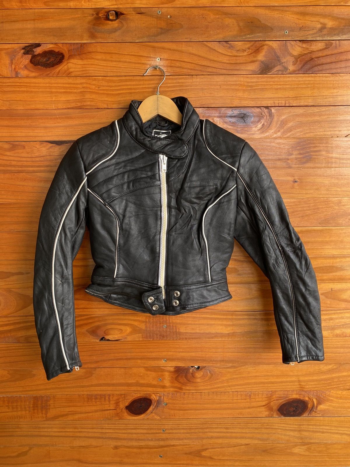 Leather Vintage ECHTES LEDER Cropped Motorcycle Leather Jacket Black Size XXS / US 00 / IT 34 - 3 Thumbnail