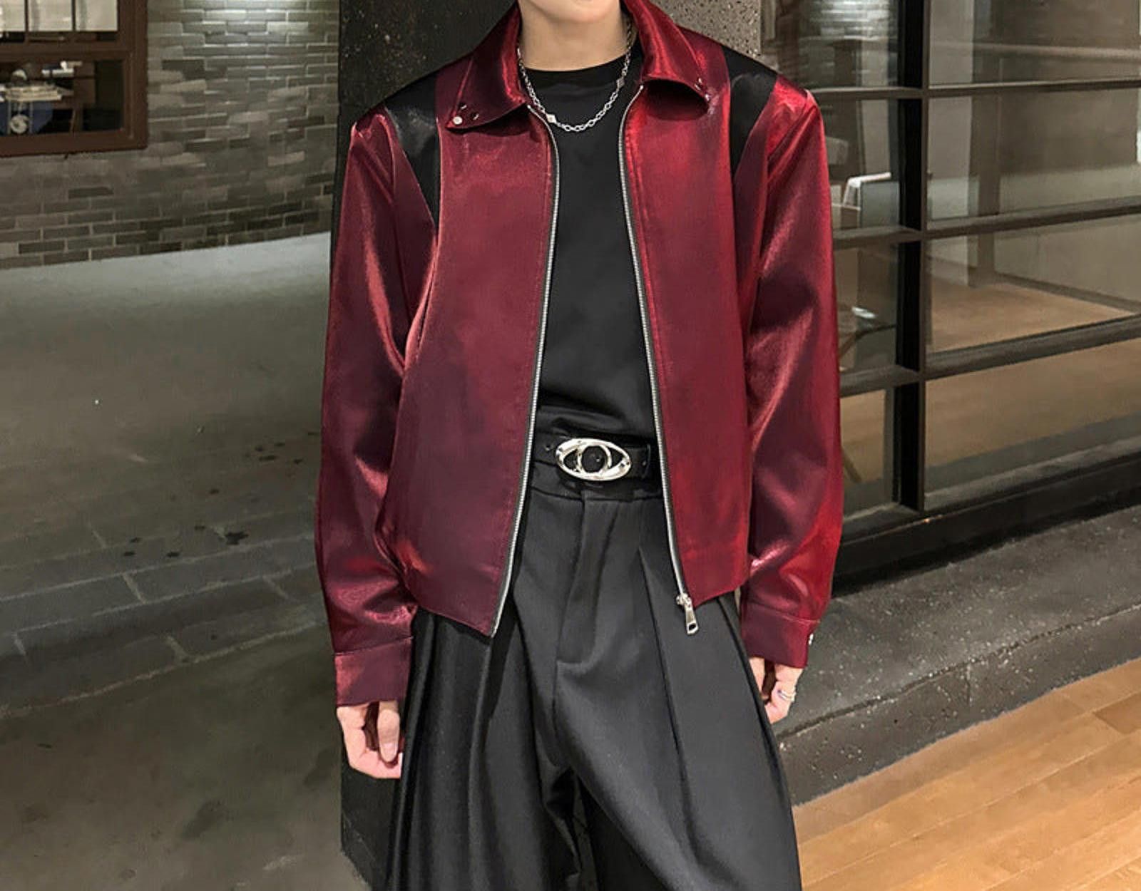 Japanese Brand Satin Bomber Jacket, Men's Stylish Outerwear Size US M / EU 48-50 / 2 - 1 Thumbnail