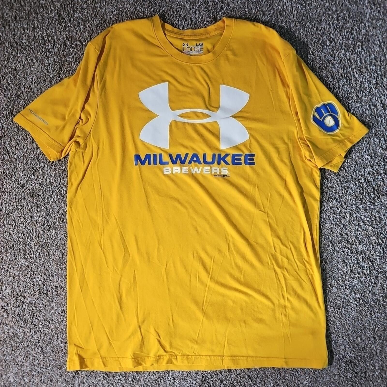 Under Armour Under Armour L Loose Milwaukee Brewers yellow Tshirt Size ONE SIZE - 1 Thumbnail