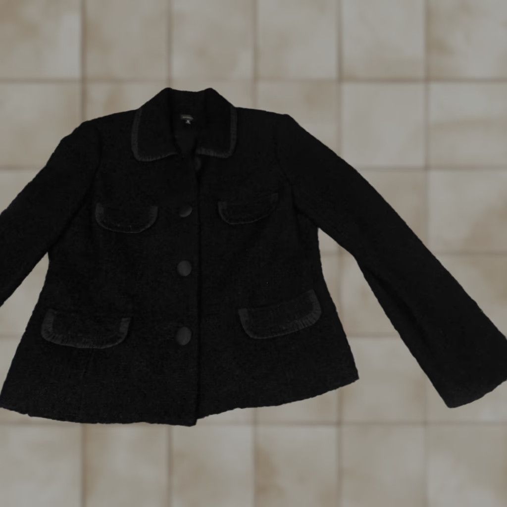 Madison Madison Womens Jacket 10 Black Button Knit Embroidered Polyester Mid-Length Jacket Womens Boys?no Size L / US 10 / IT 46 - 1 Thumbnail