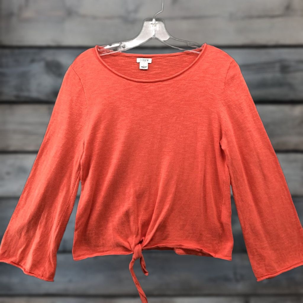 J.Crew J.CREW Lightweight Sweater Coral S Tie Front Knit Top Wide Sleeve Womens S Pullover Knit Beach Casual Round Neck 3/4 Sleeve Cotton Blend Size S / US 4 / IT 40 - 1 Thumbnail