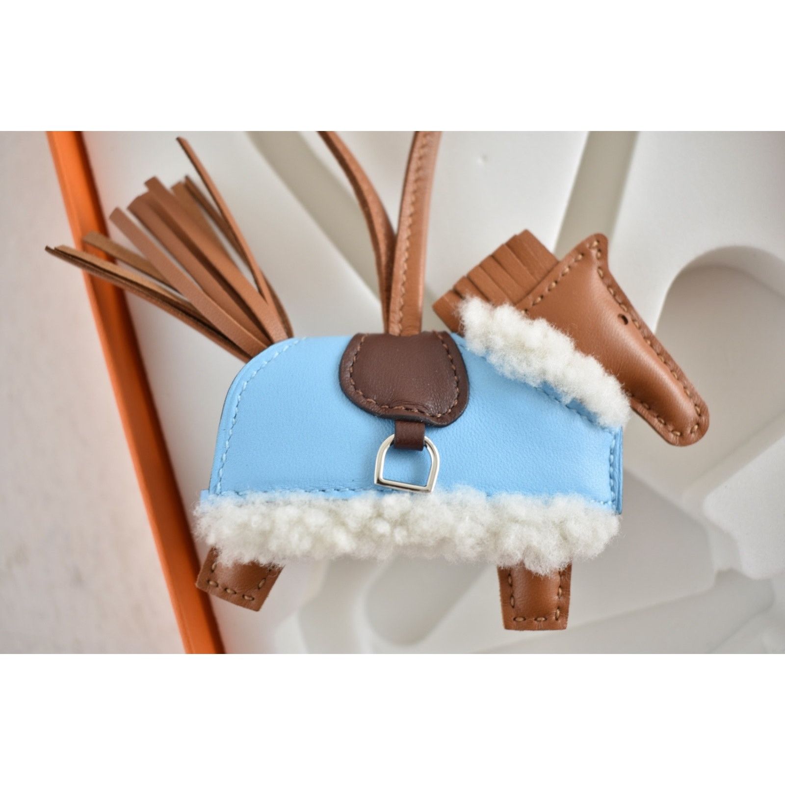 Hermes Hermes Horse Rodeo Robeo Plush Blue Celeste Milo Leather Size ONE SIZE - 9 Thumbnail