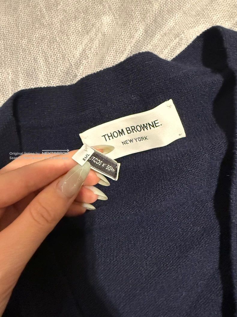 Thom Browne Thom Browne Blue Cashmere Striped Washed Fitted Cardigan Size M / US 6-8 / IT 42-44 - 4 Thumbnail