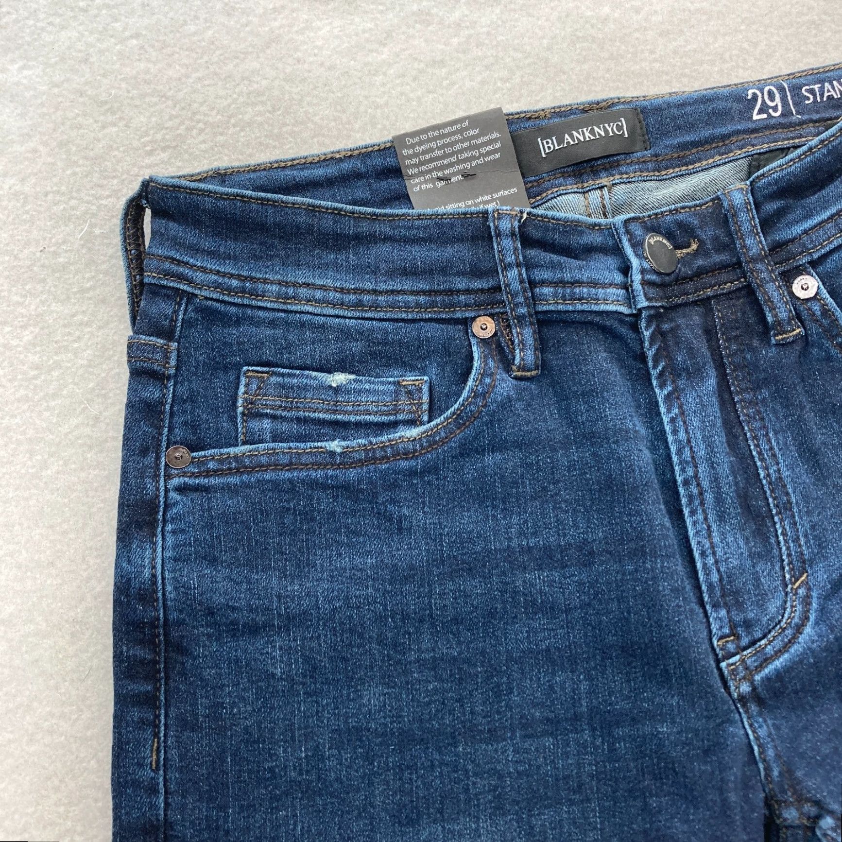 Vintage BLANKNYC Stanton Straight Fit Jeans Mens 29x32 Dark Wash Blue Stretch Denim NWT Size US 29 - 3 Thumbnail