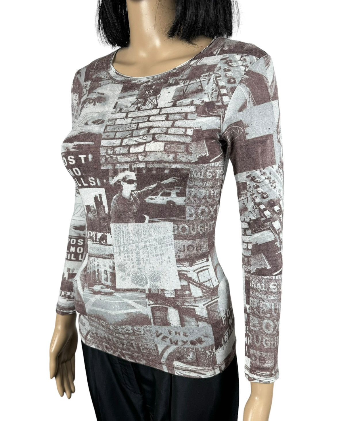 DKNY DKNY Newspaper Printed Stretch Blouse size 10 Size S / US 4 / IT 40 - 5 Thumbnail