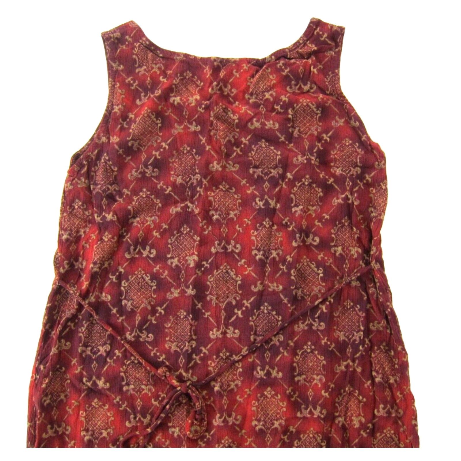 Vintage VINTAGE R&K Originals Dress Midi Tank Sun Red 10 Petite 100% Rayon Womens Sleeveless Sundress Dress Pattern Floral 90s Size L / US 10 / IT 46 - 5 Thumbnail