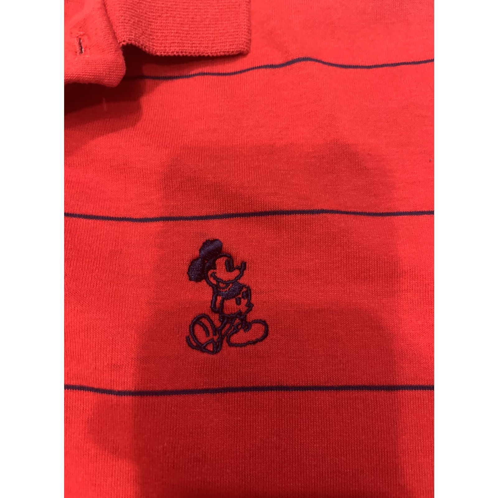 Disney VINTAGE Disney Red Striped Mickey Mouse Polo Shirt XL Mens 80s Size US XL / EU 56 / 4 - 2 Thumbnail
