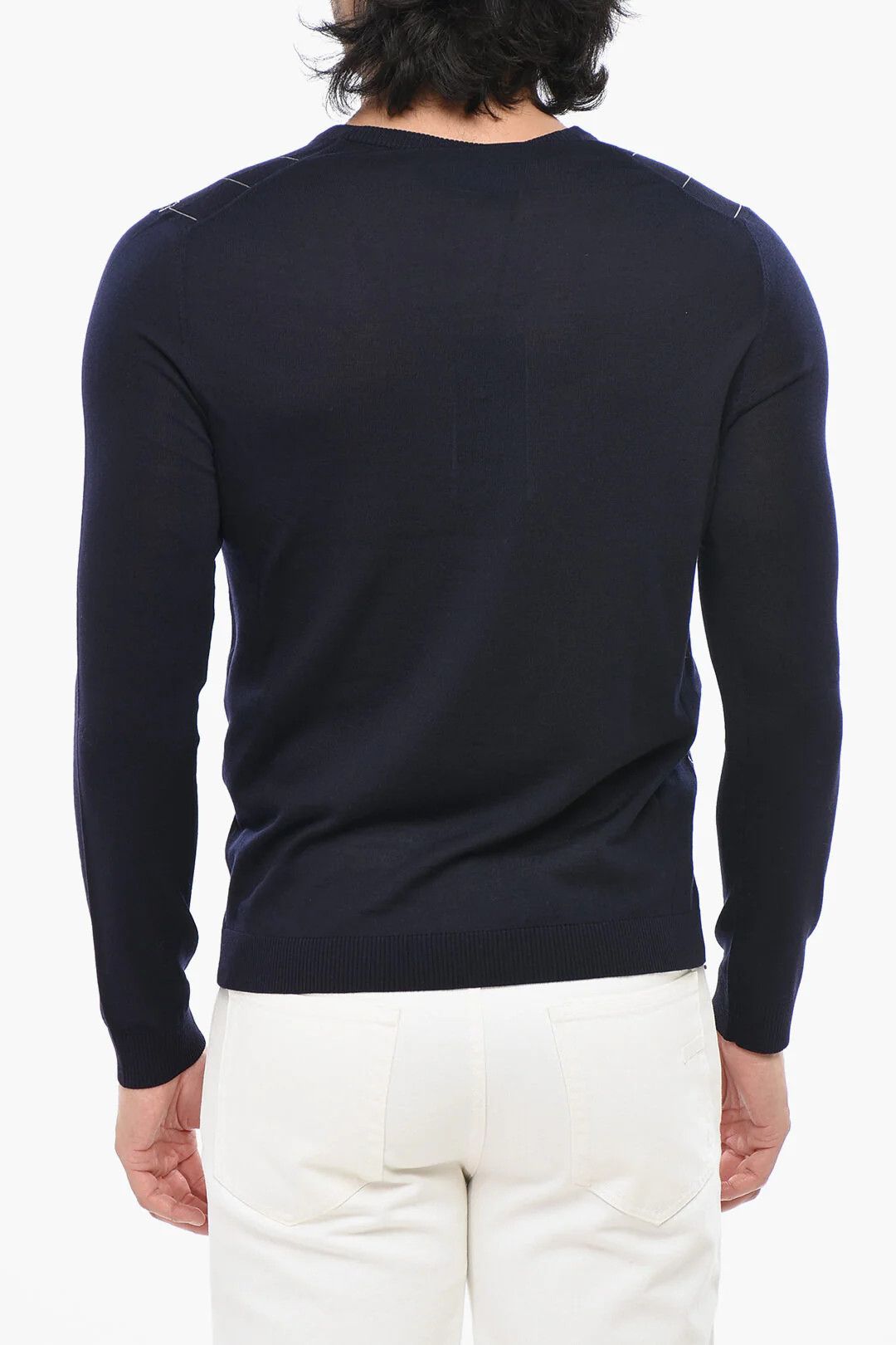 Gucci og1mm0426 Wool E Nylon Iconic-Pattern V-Neck Sweater Blue Size US S / EU 44-46 / 1 - 2 Thumbnail