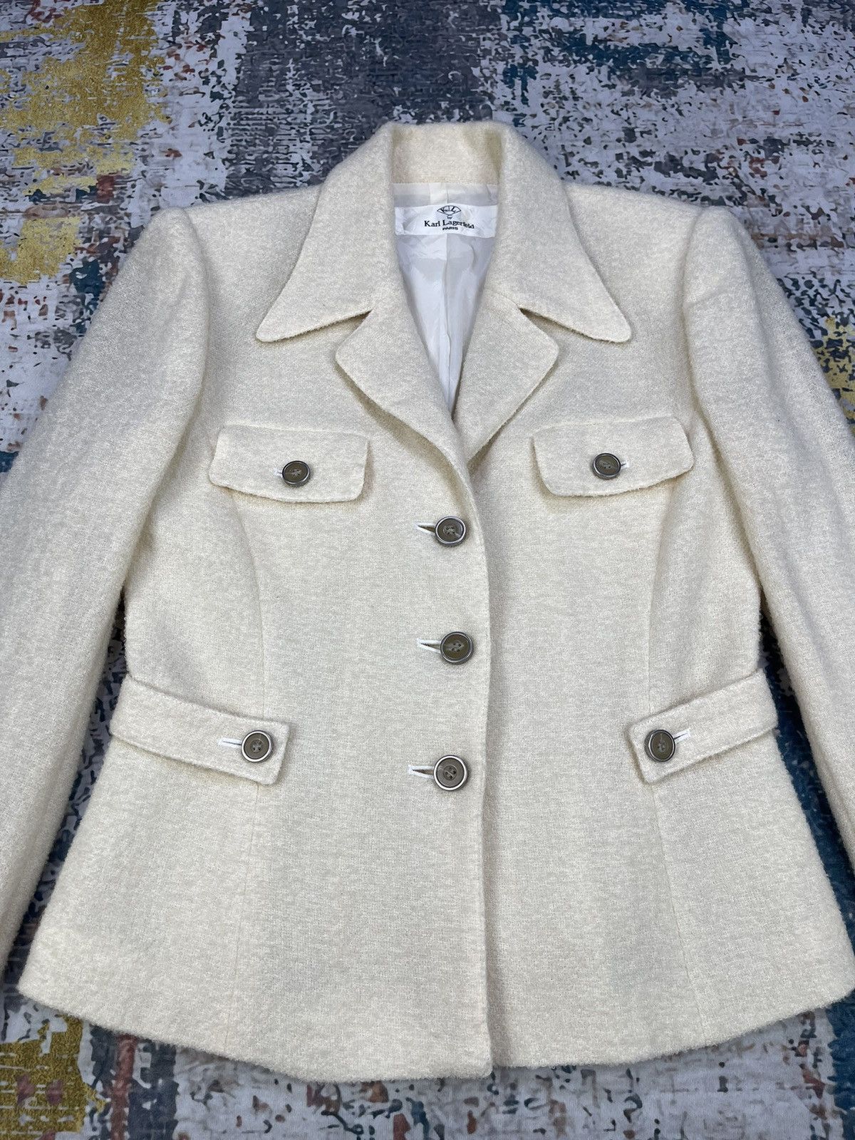 Karl Lagerfeld Karl Lagerfeld Single Breasted Notch Lapel Wool Size S / US 4 / IT 40 - 4 Thumbnail