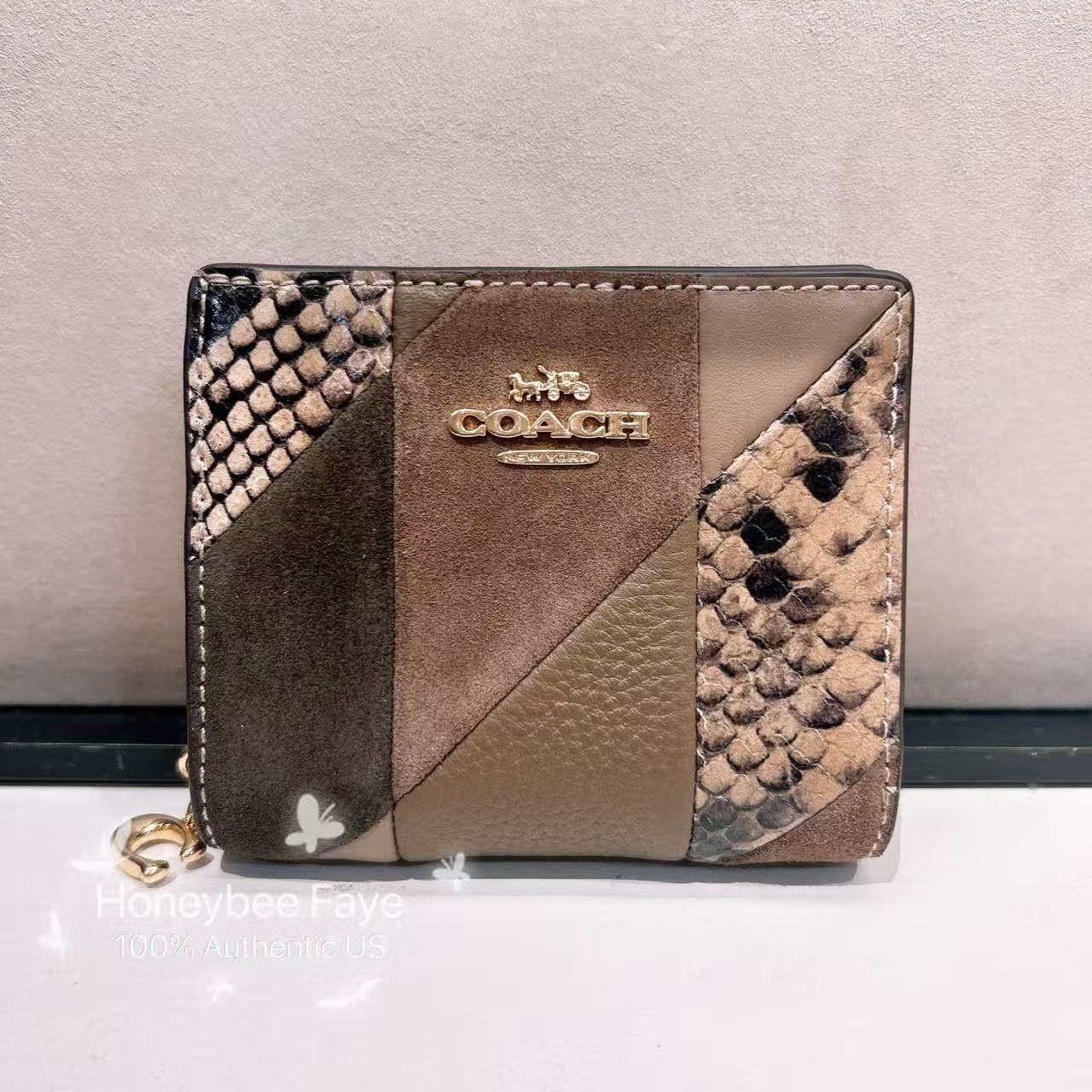 Snap Wallet With Patchwork And Snake Print CCR27