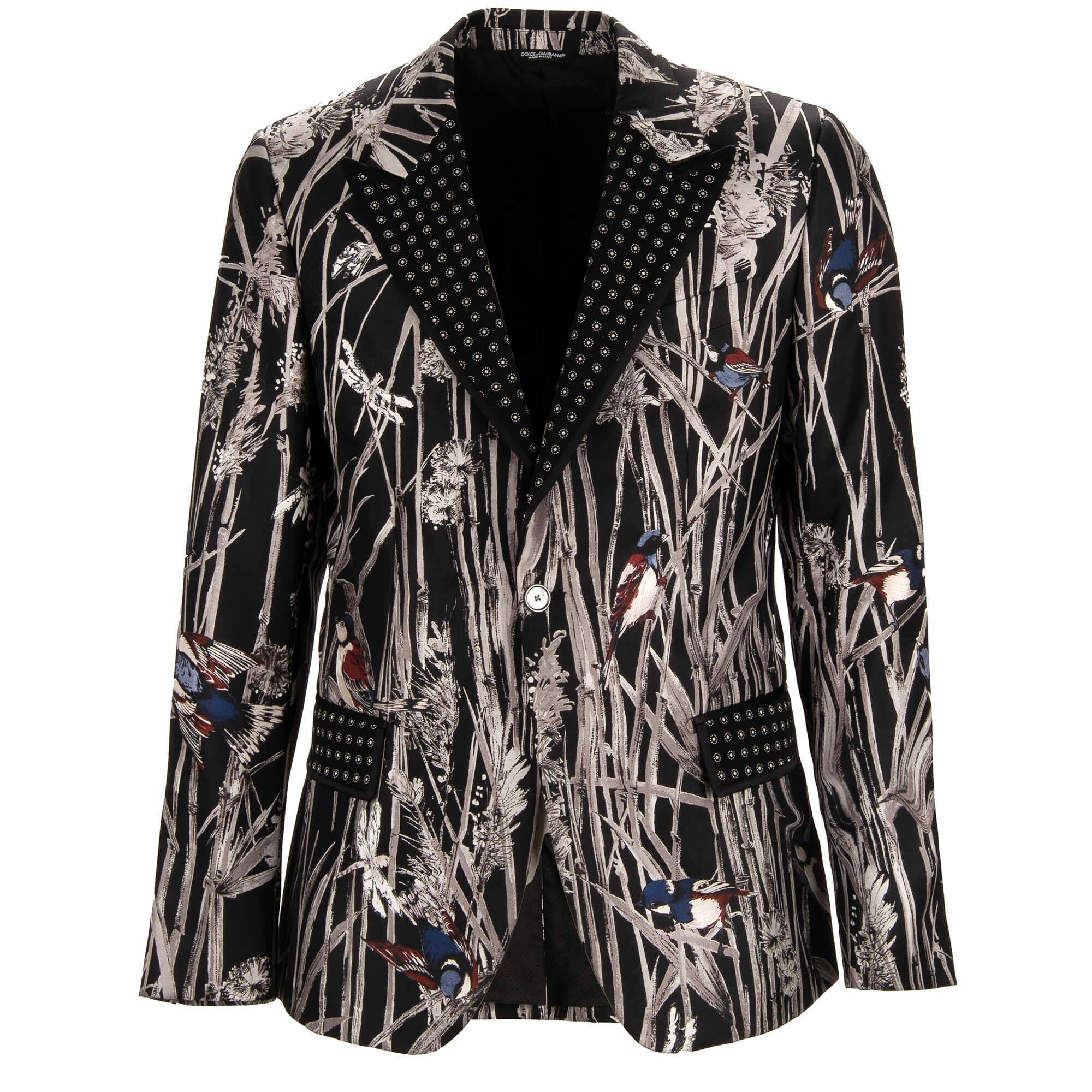 Dolce & Gabbana o1y0125 Bird Print Silk Blazer in Multicolor Size US S / EU 44-46 / 1 - 1 Thumbnail