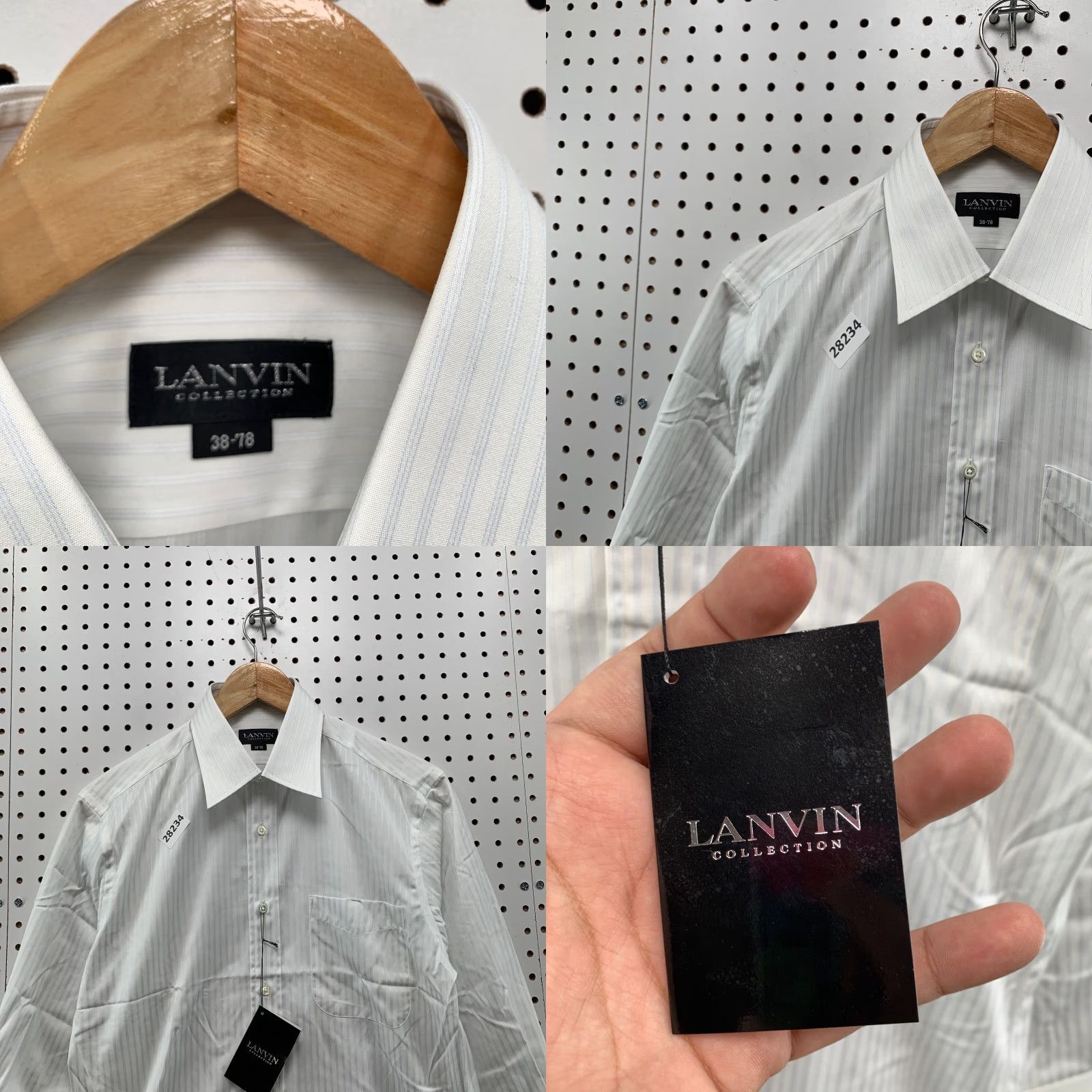 Lanvin VINTAGE Lanvin Dress Shirt White Striped Long Sleeve Mens Size Small 20x32 38 78 Size 36R - 8 Thumbnail