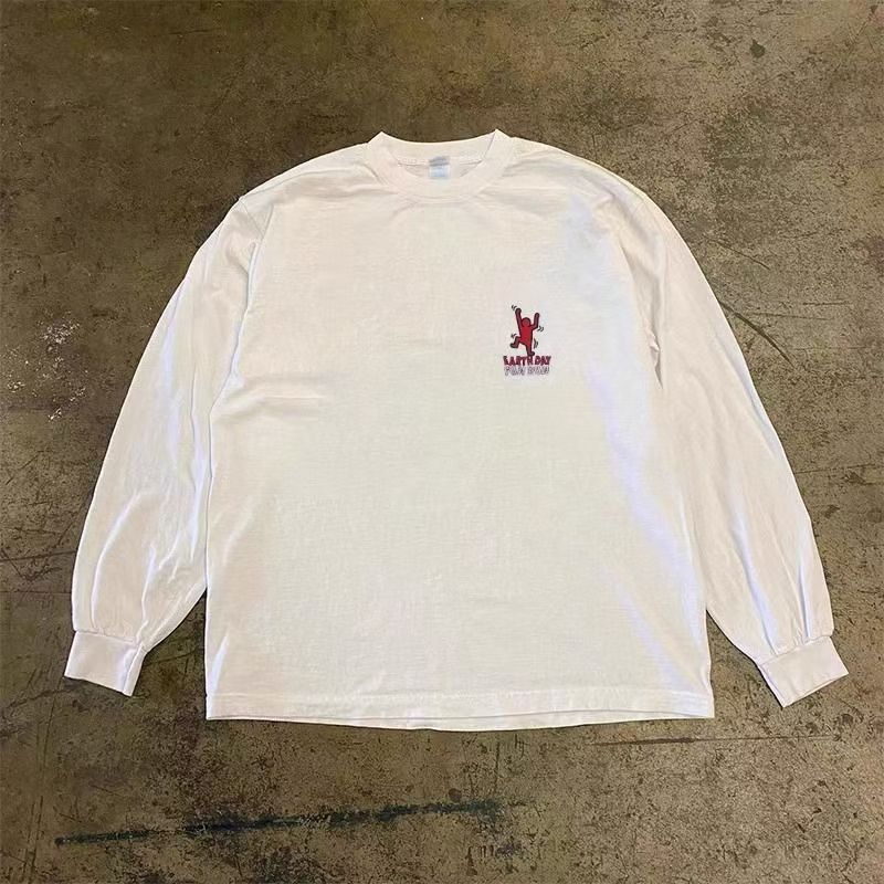 Japanese Brand White casual retro earth print long-sleeved t-shirt Size US M / EU 48-50 / 2 - 2 Thumbnail