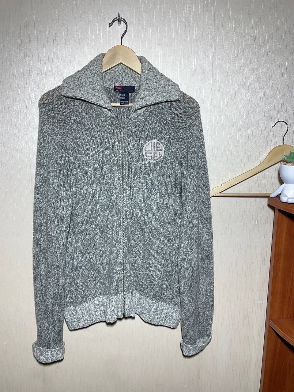 Diesel × Vintage Diesel Vintage Logo Wool Zip Up Sweater Size US XL / EU 56 / 4 - 1 Thumbnail