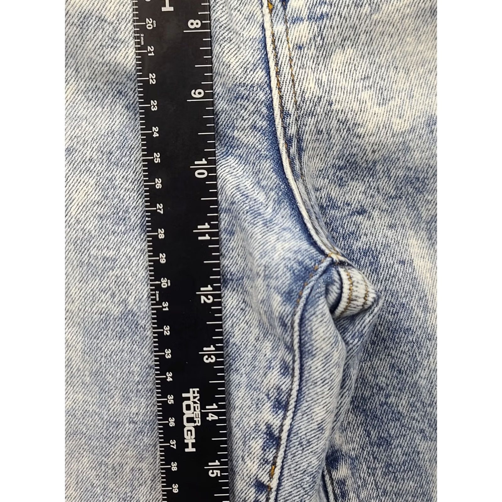 Vintage Judy Blue Womens Jeans 15/32 Wide Leg Light Blue Acid Wash Raw Hem Stretch Denim 5-Pocket 32 In Inseam Mens Womens Girls? Size 36" / US 14 / IT 50 - 6 Thumbnail