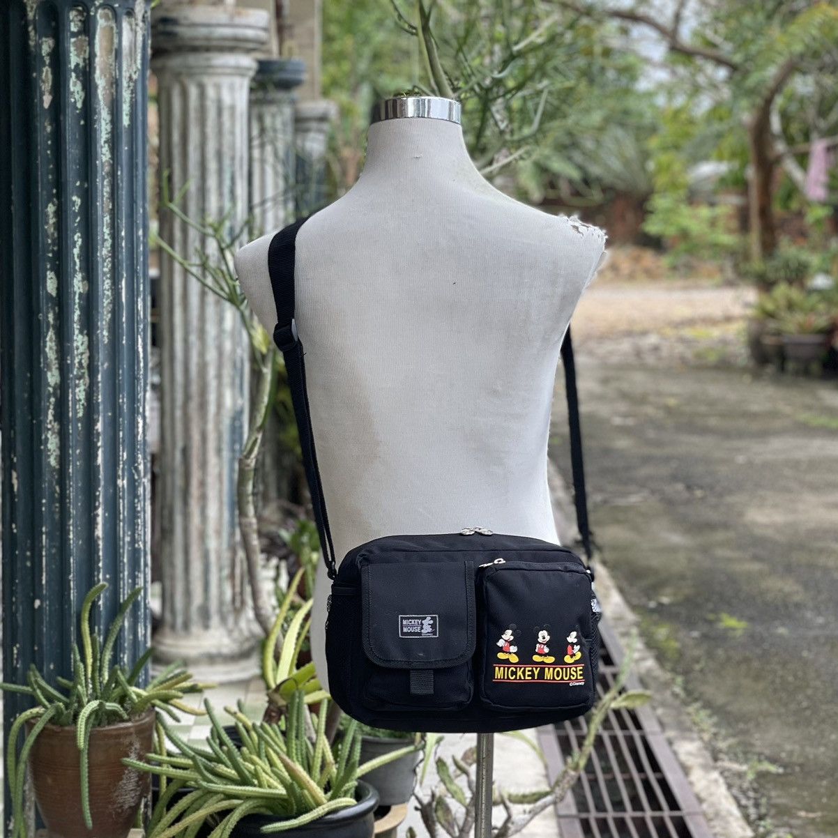 Disney × Mickey Mouse Double Pocket Mickey Mouse Black Sling Bag Size ONE SIZE - 1 Thumbnail