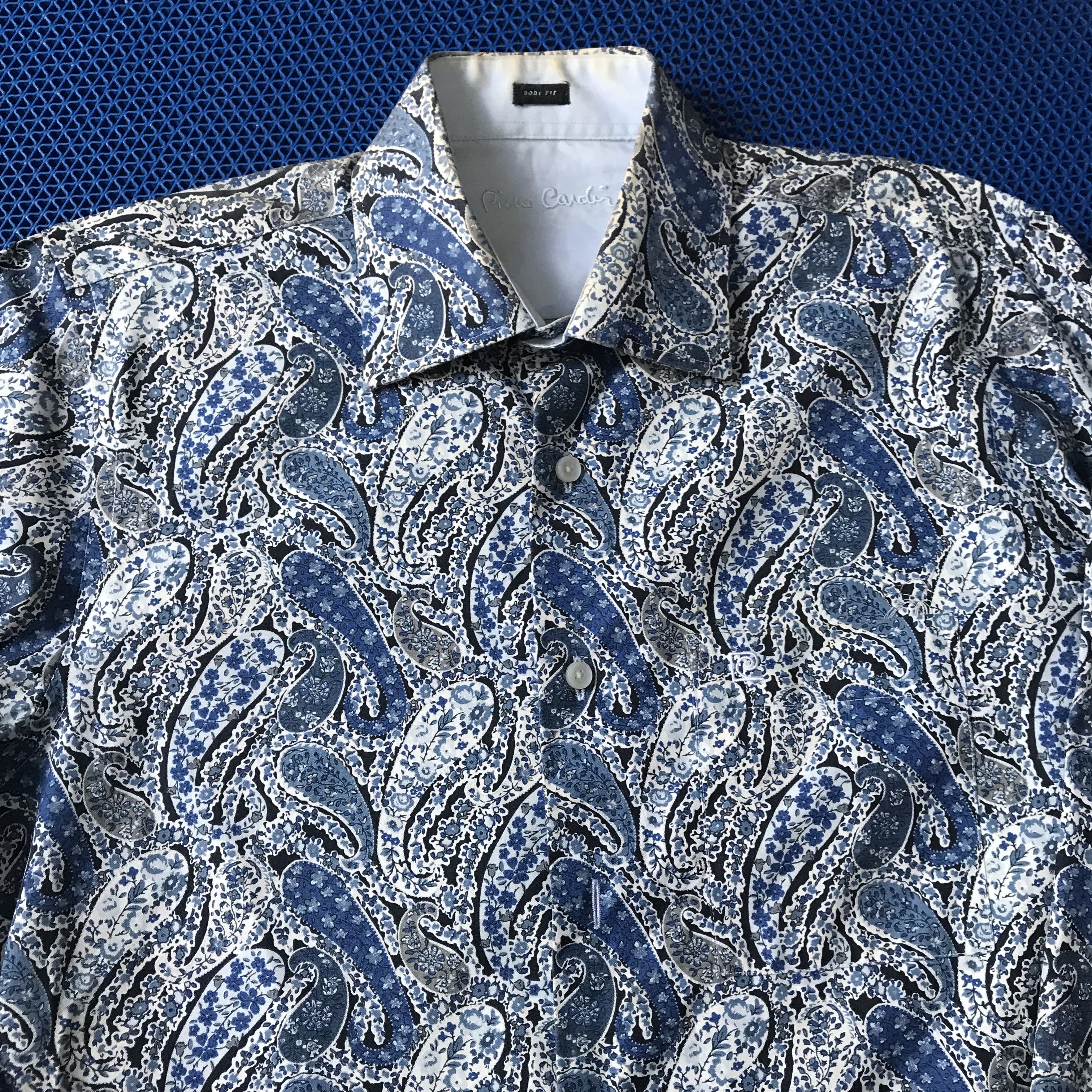 Designer × Pierre Cardin Pierre Cardin France paisley blue peacock long sleeves shirt Size US M / EU 48-50 / 2 - 7 Thumbnail