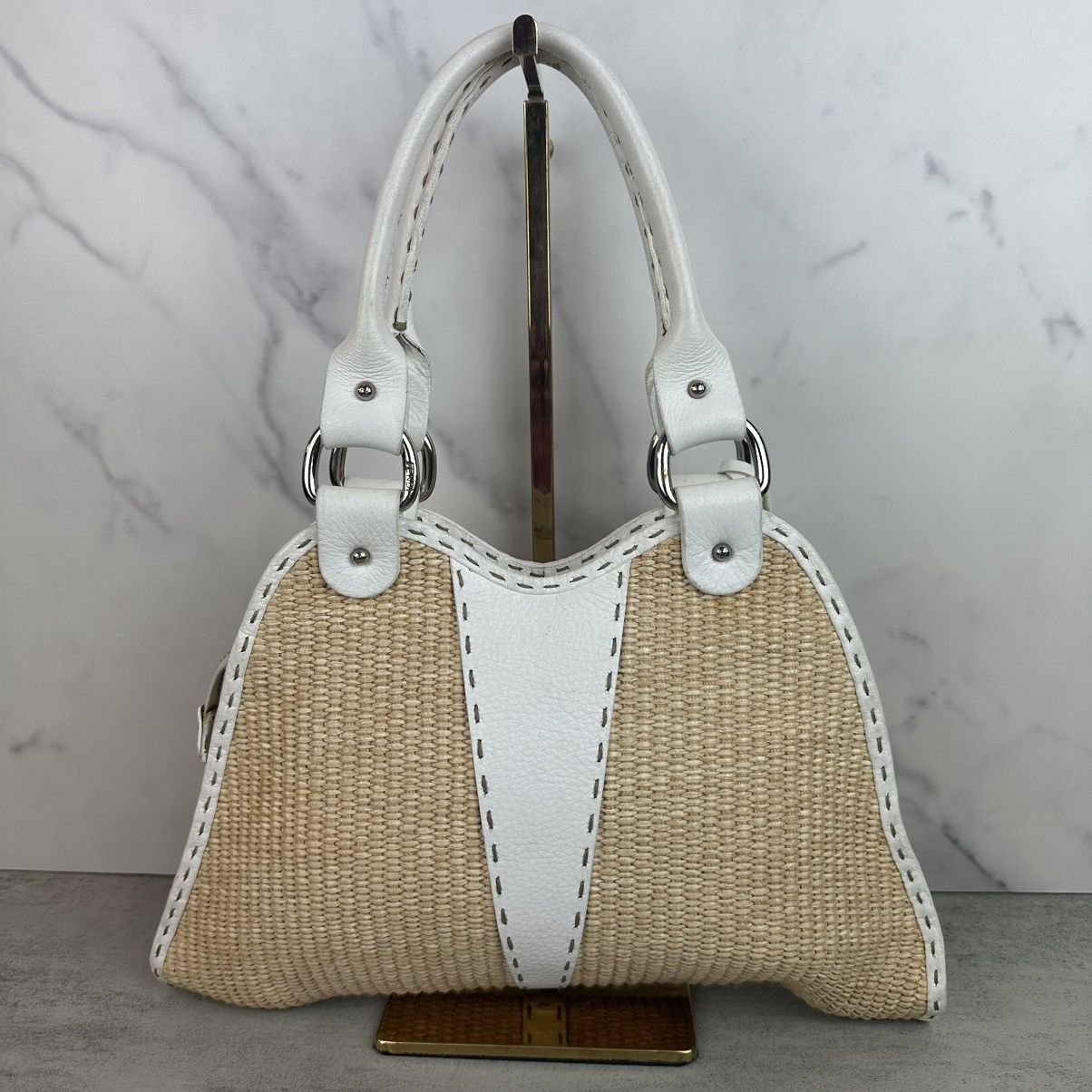 Fendi Fendi Small Raffia Selleria Trapezio Hobo Bag Size ONE SIZE - 5 Thumbnail