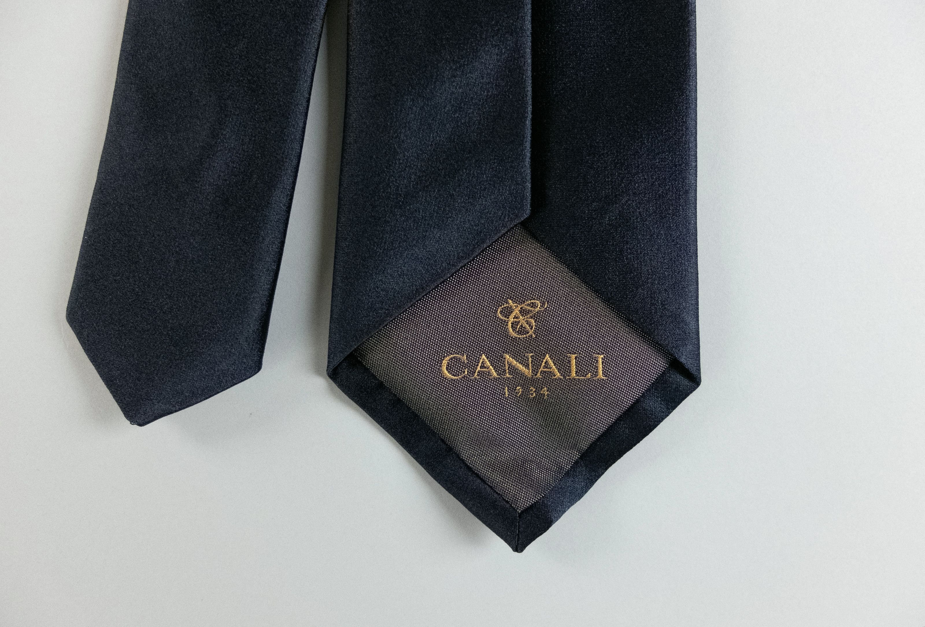 Canali CANALI solid navy blue woven silk tie authentic NWT Italy Size ONE SIZE - 6 Thumbnail